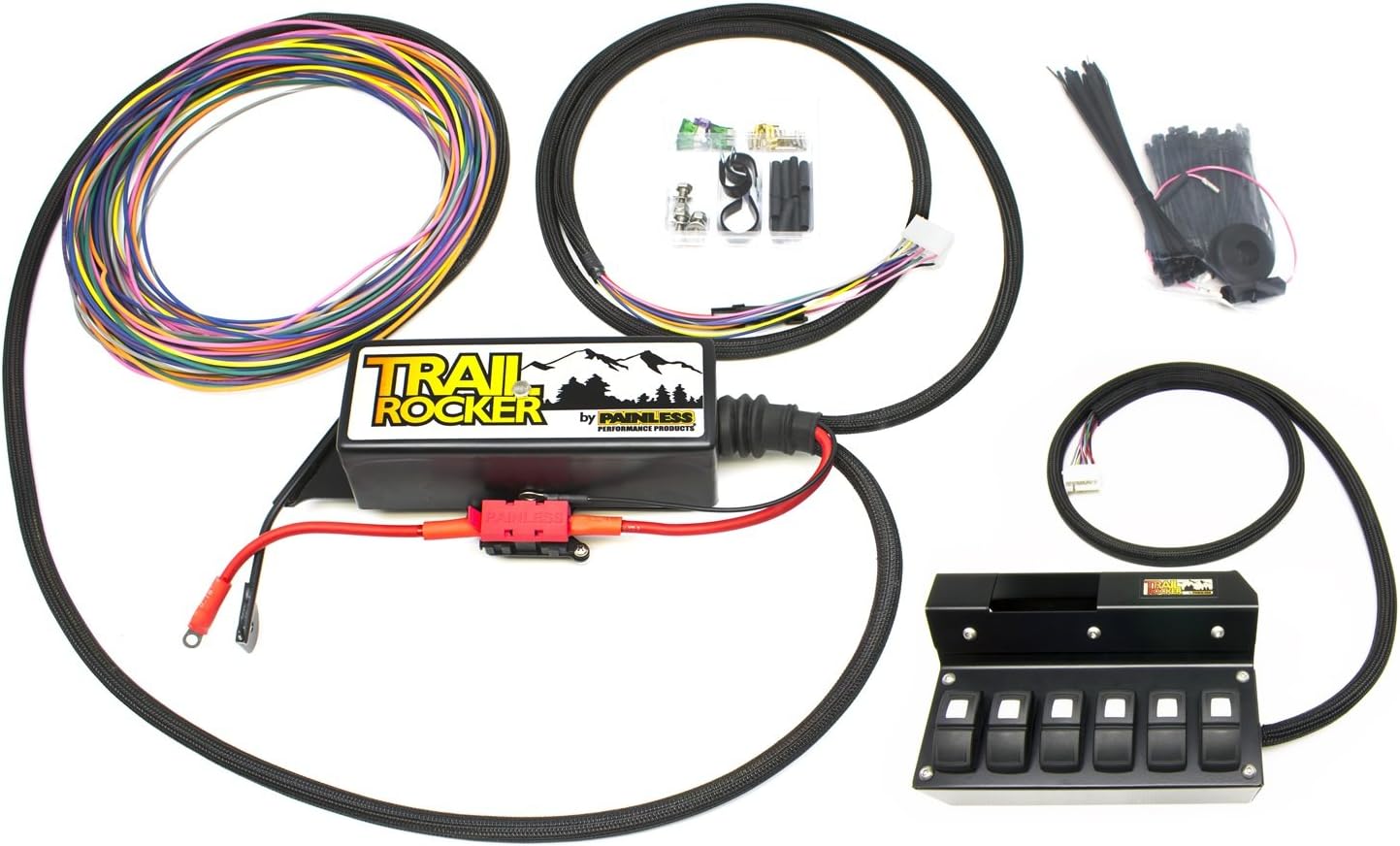 Painless Performance 57003 Trail Rocker System for 2009-2018 Jeep Wrangler JK, Overhead 6-Switch Box (Non-Auto Dimming Mirror Only)