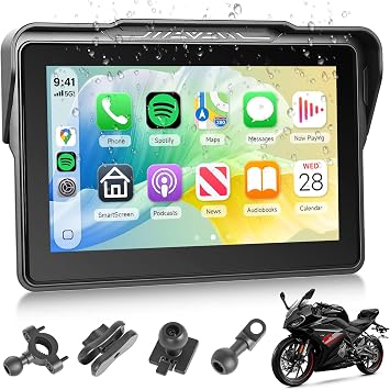 Rimoody Motorcycle Wireless CarPlay Screen 7'' Waterproof Touchscreen