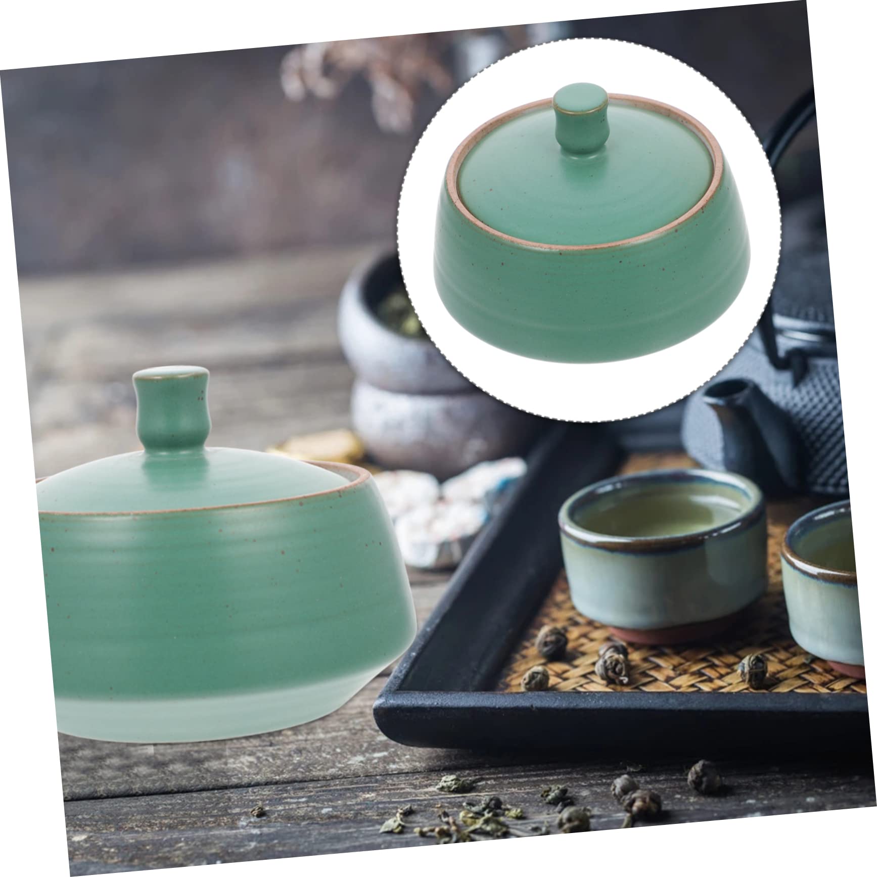 Barattolo Cucina in Ceramica Vintage con Coperchio Ermetico Verde