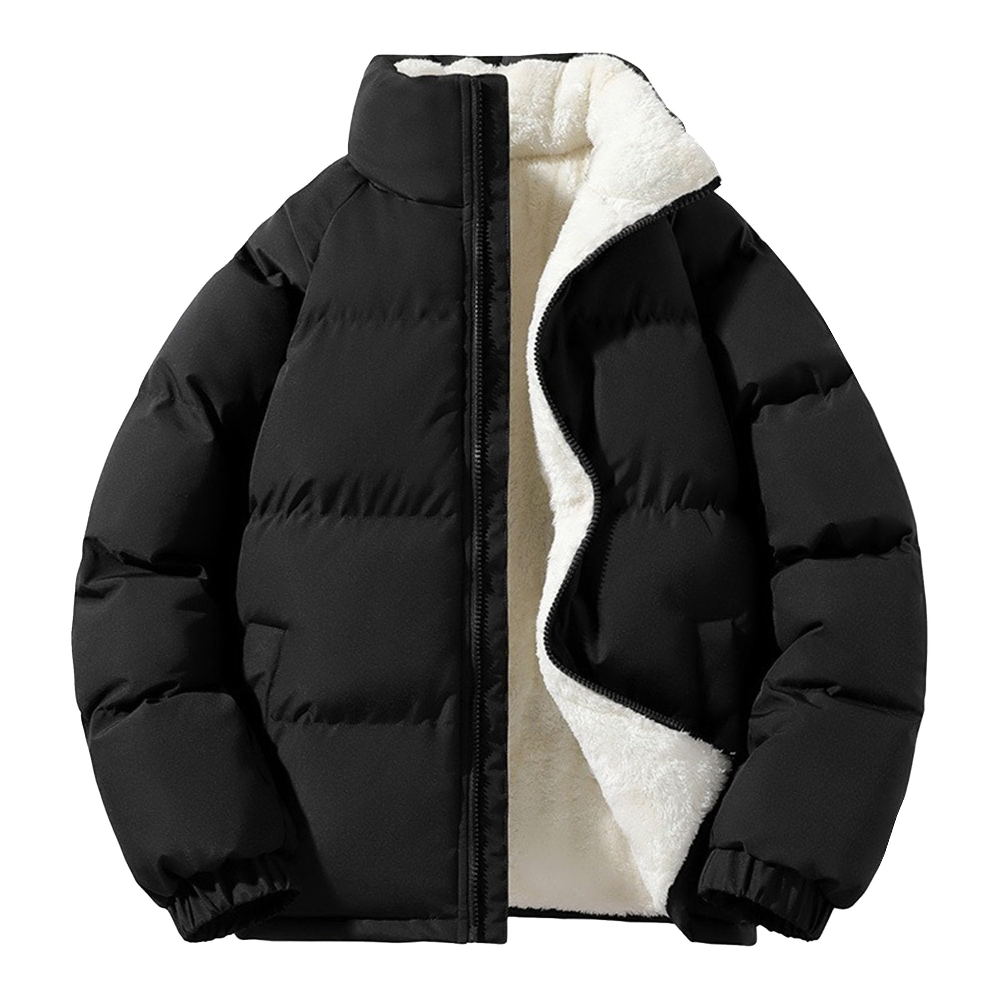 Abrigo de burbujas para hombre, con cuello alto, ajuste holgado, con forro de sherpa, acolchada, aislante