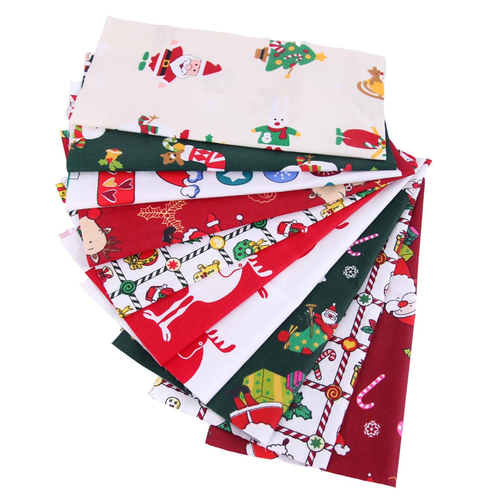 Kipetto Multicolor 20Pcs Christmas Cotton Fabric Squares Printed Patchwork Fabric For Diy Sewing Scrapbooking Quilting Masks, 9.8" X 9.8"