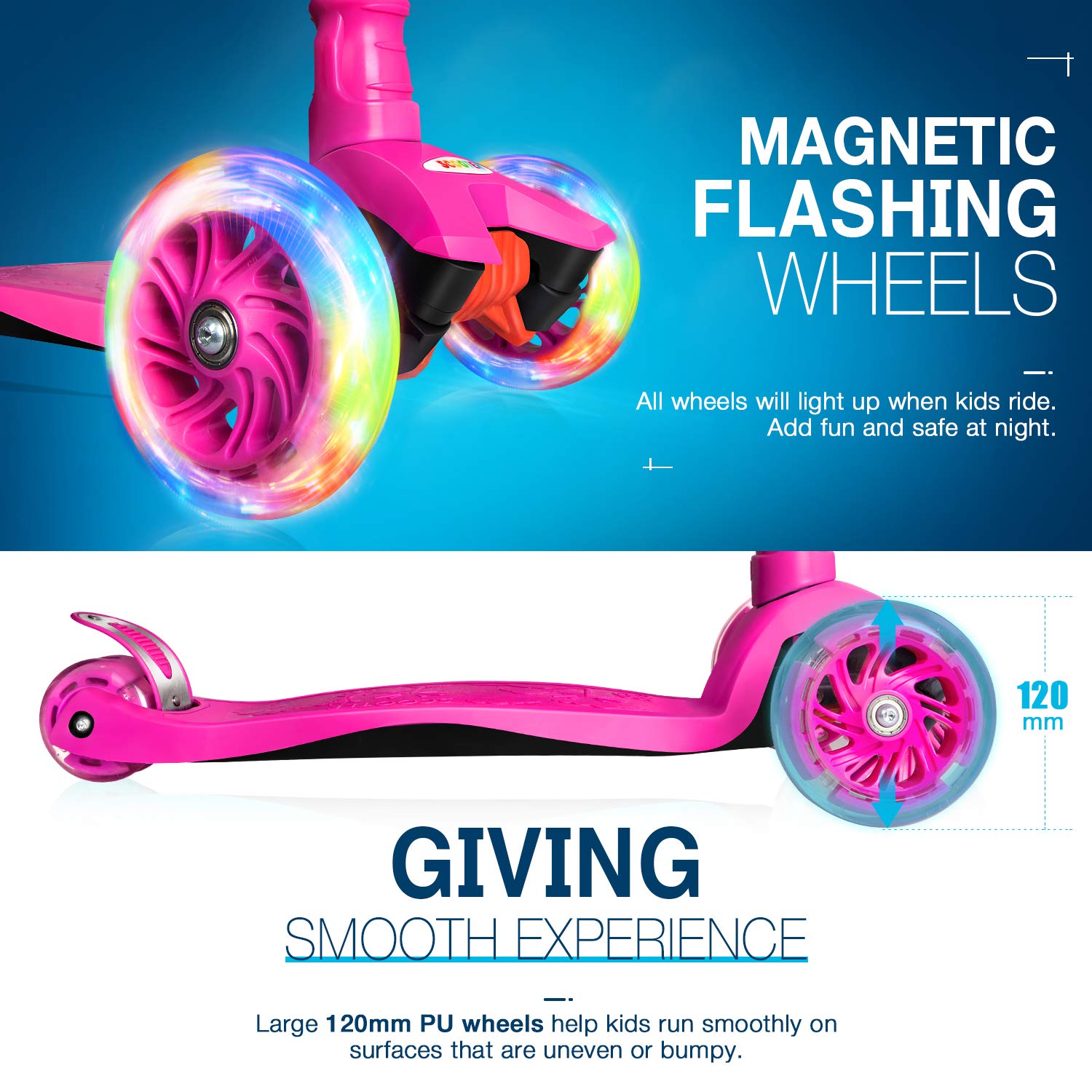 BELEEV BELEEV A2 Scooters for Kids 3 Wheel Kick Scooter for Toddlers Girls & Boys, Scooter with 3 Adjustable Height, LED Light Up Wheels for Children from 3 to 12 Years Old in use