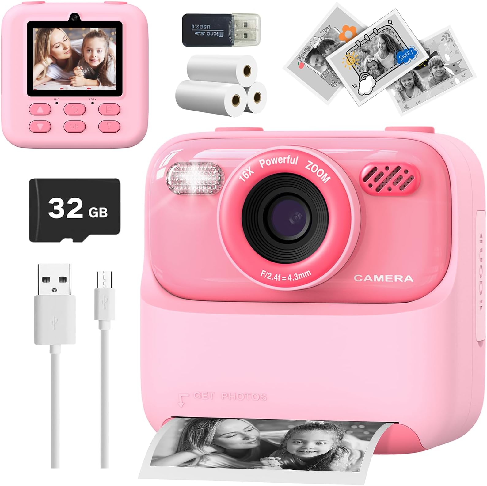 – Mgaolo Kids Camera Instant Print Photo,Children Digital Camera Toys Gift with HD Video for Girls Boys 3-12 Age,Chritmas Birthday Festival Present for 3 4 5 6 7 8 9 Year Old Child (Pink)