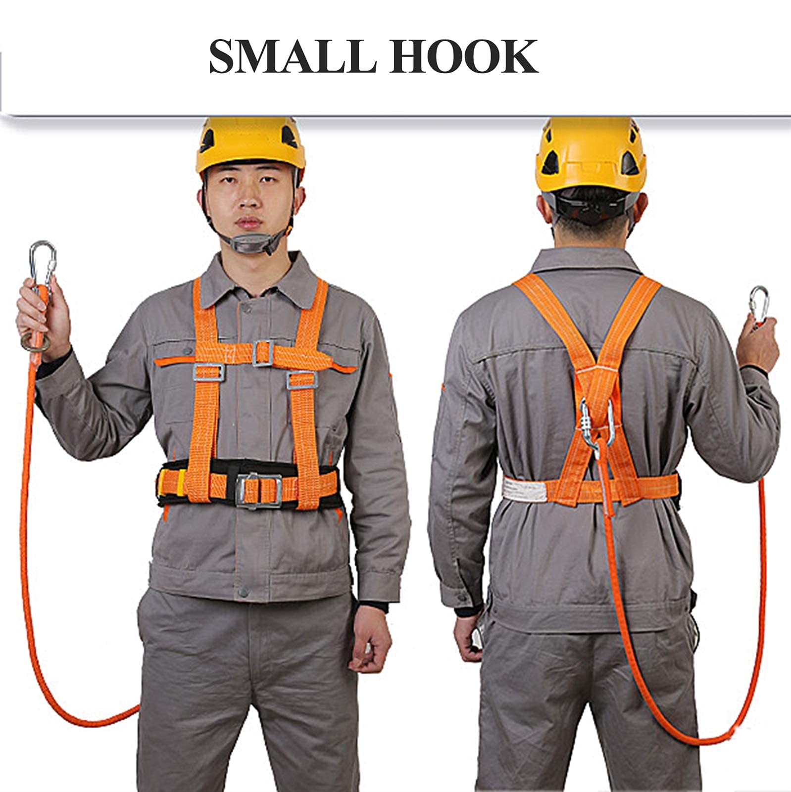 SwaYve Harnais de Sécurité Antichute, Ceinture de Sécurité Pour Le Travail Aérien, Demi-Corps, Protection Personnelle Contre Les Chutes, Ensembles de Harnais Antichute/Small Hook/2M