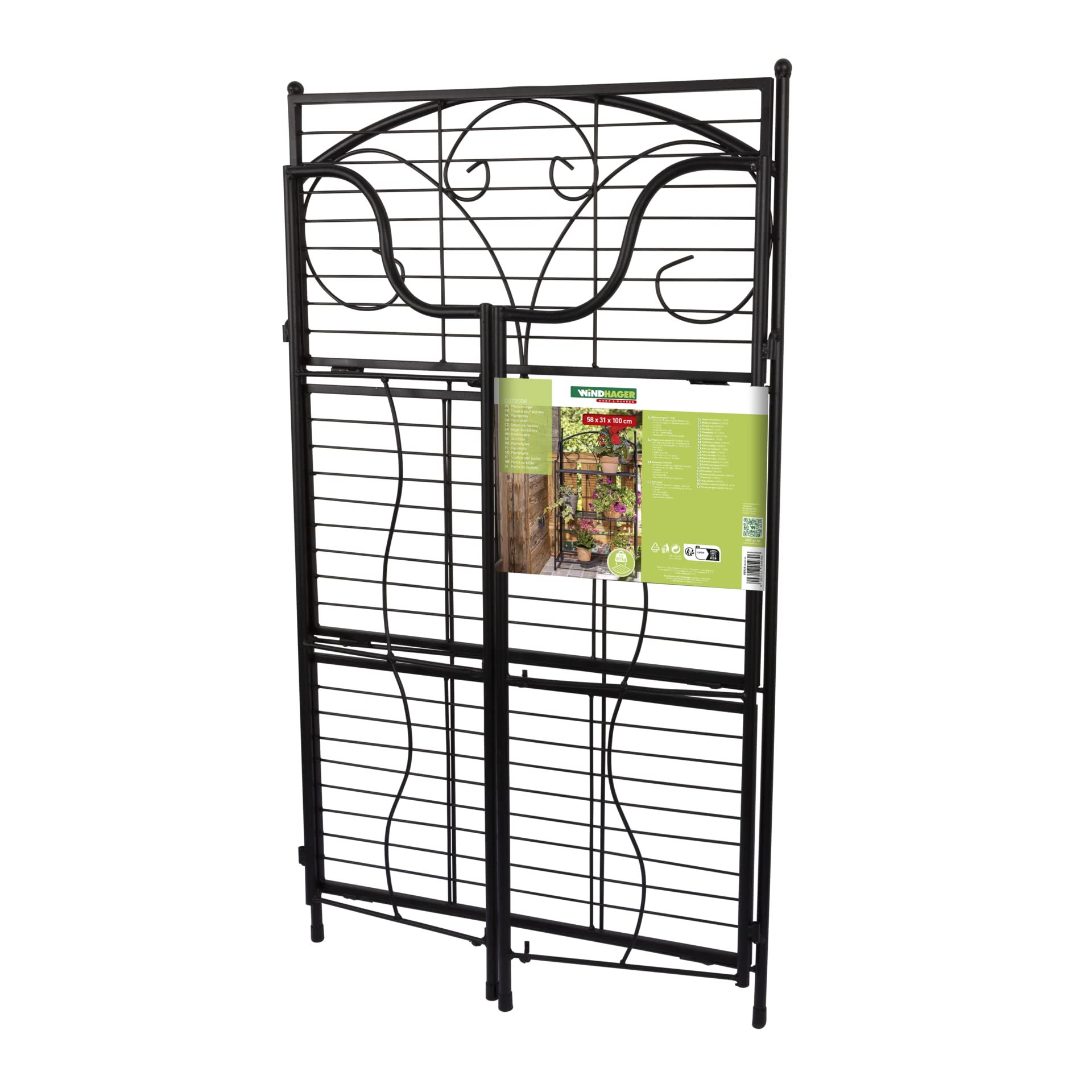 Windhager Portafiori in metallo per esterni, porta piante da balcone pieghevole, scala per fiori, scarpiera per interni ed esterni, 100x58x31cm (HxLxP)