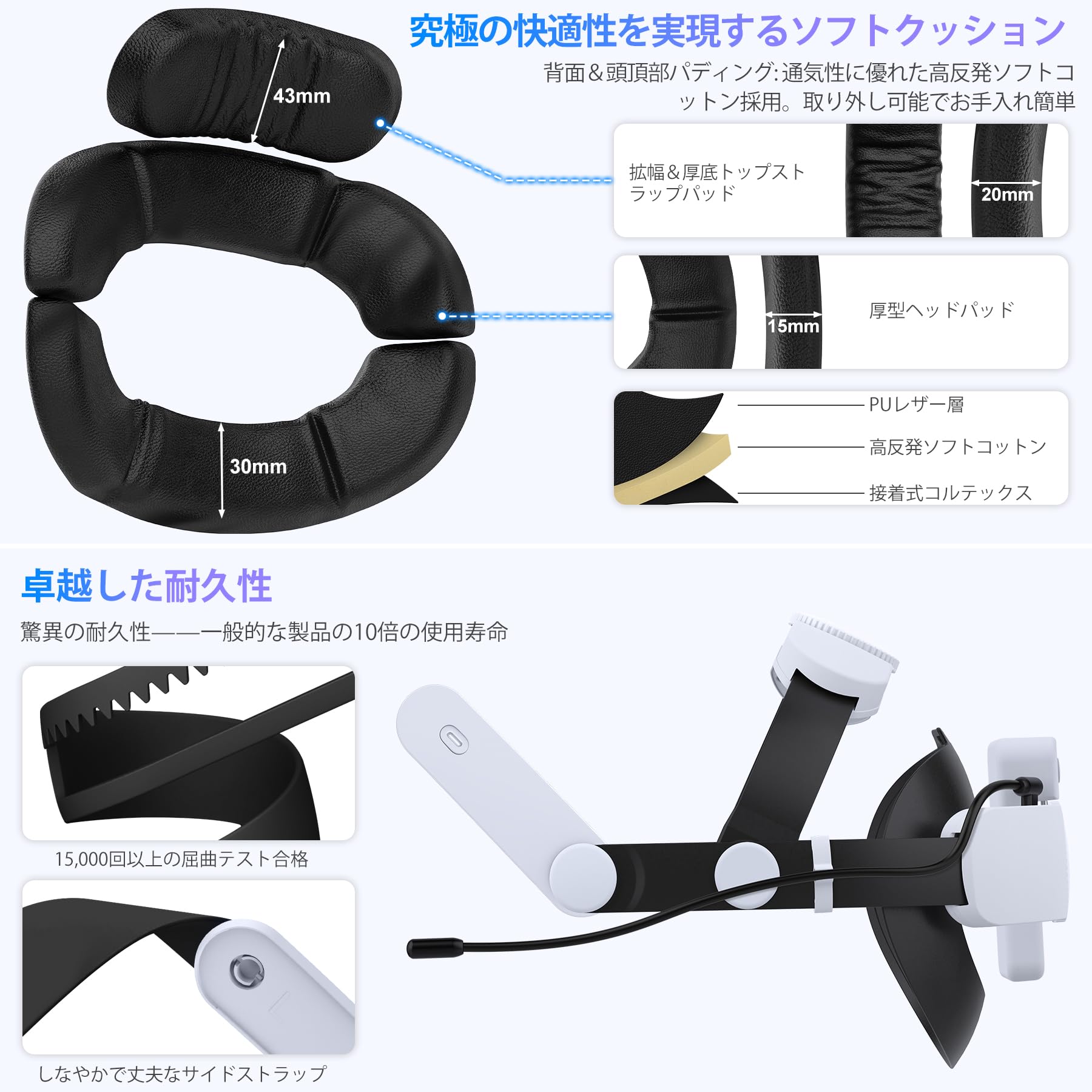 Amazon.co.jp: Meta Quest3/3s/2対応ヘッドストラップ【7500mAh 