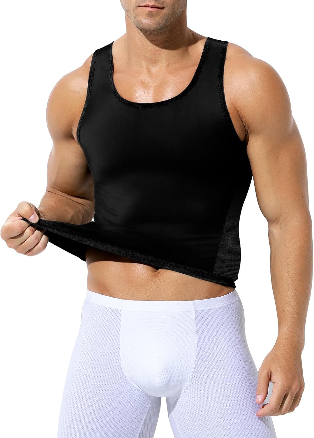 Men's Compression Tank Top Undershirts Slimming Body Shaper Vest Workout Shapewear - Image 6
