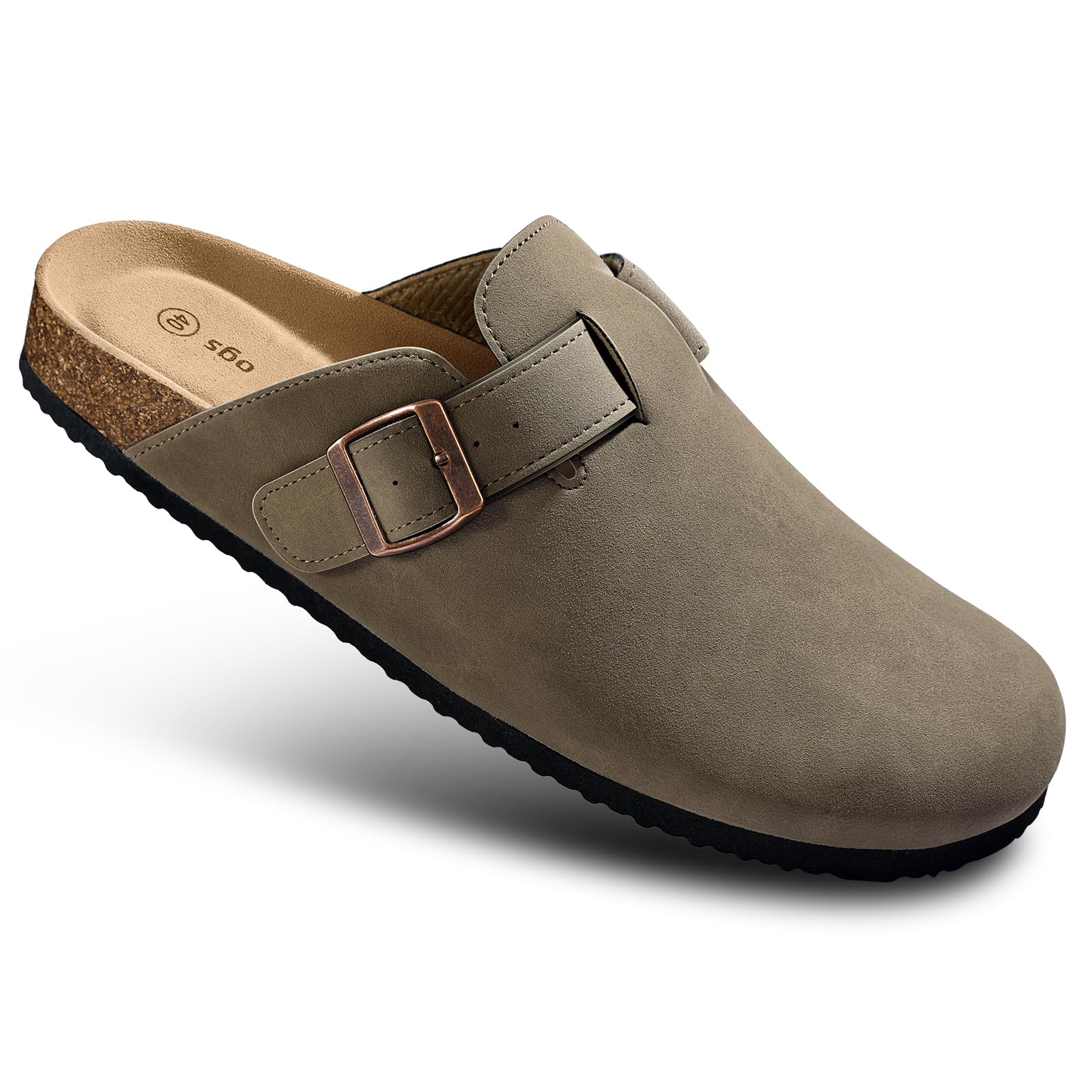 BULLIANT Women Clogs-Fleece-Lined Suede Mules Slippers Nurse Shoes Unisex-Memory Foam Arch Support Cork-Footbed