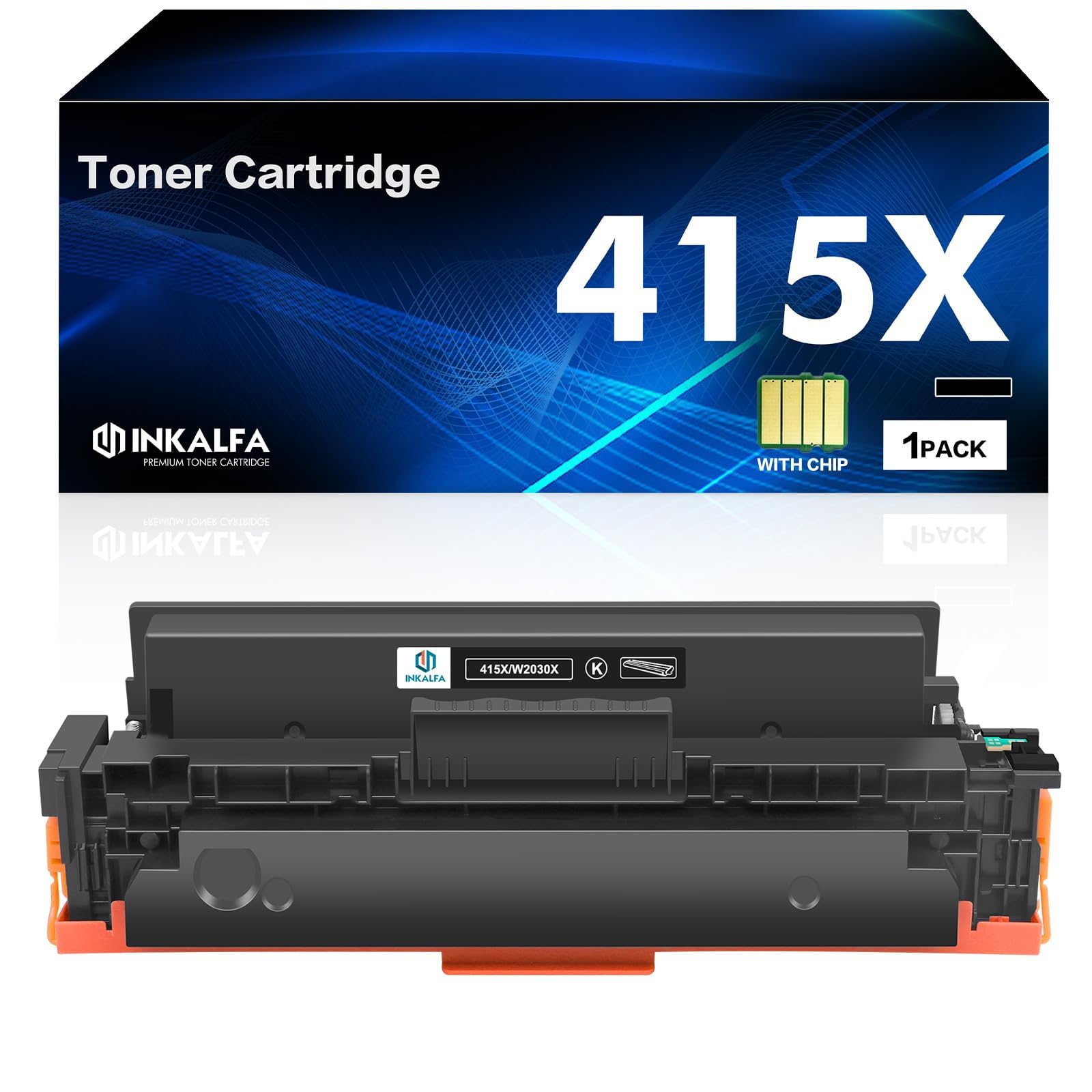1er-Pack (Mit Chip) Kompatibel für HP 415X 415A Tonerkartusche als Ersatz für MFP M479fdw Toner Color LaserJet Pro M479dw M479 M479fnw M479fdn M454dw M454dn M454 W2030X W2030A - Schwarz