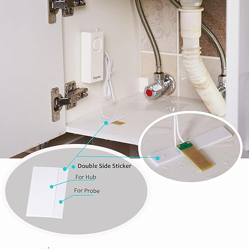 Miniatura 3 de Topvico Detector de fugas de agua, sirena fuerte de 120 dB, alimentado por batería de 9 V (no incluida), sensor de alarma para calentador de agua de