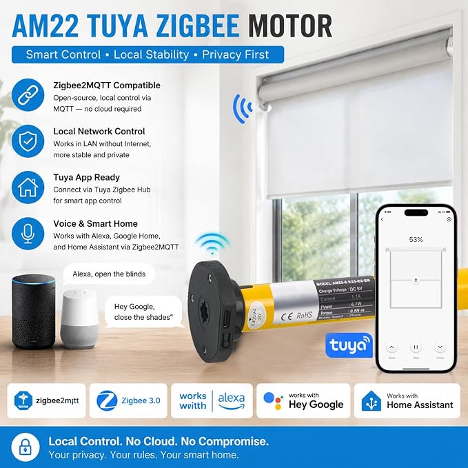 Motor Inteligente para Cortina Roller AM22 Zigbee miniatura 2