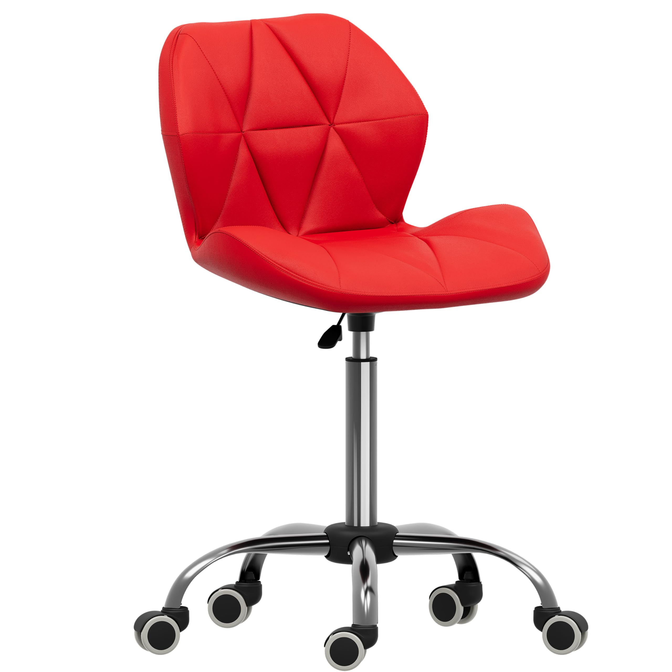 Vida Designs Geo Sedia da Ufficio per Computer, Colore Rosso, con Gambe Regolabili e Girevoli, H 80 96 x W 47.5 x D 49 cm