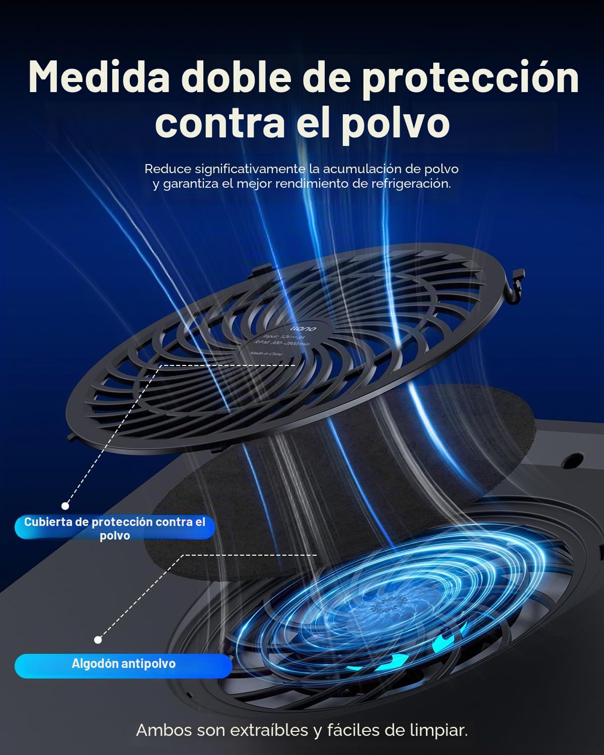 llano Base refrigeradora portatil Gaming RGB con Velocidad Ajustable Ventilador Turbo de 14 cm Extra concentrador USB de 3 Puertos y Filtro de Polvo para portátiles de 38 a 48 cm