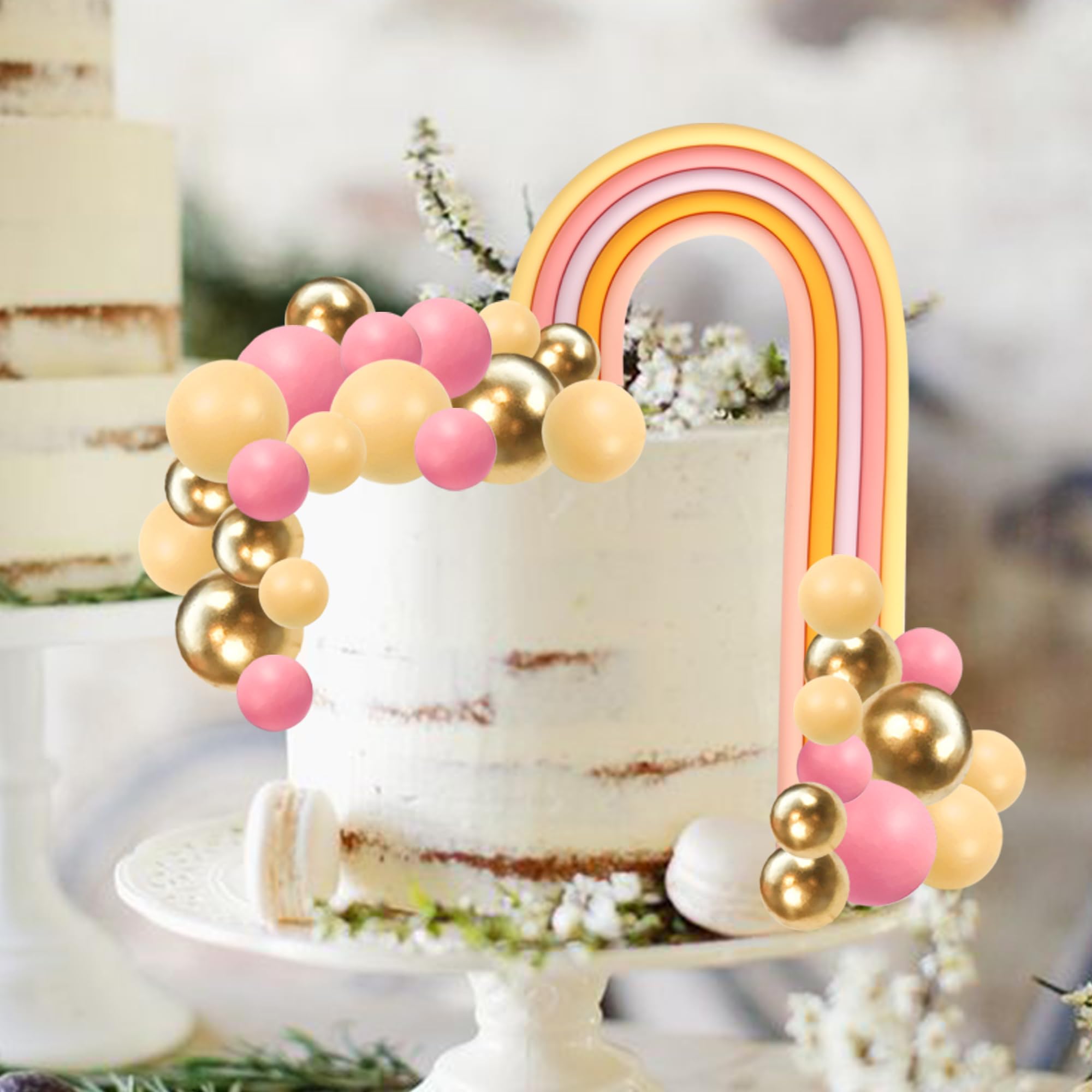 28 pezzi Decorazioni per torta arcobaleno, palline colorate in schiuma