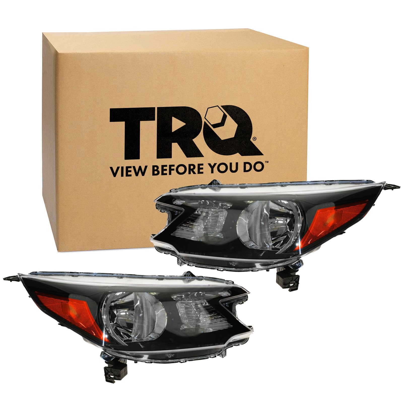 TRQ 2 Piece Headlight Assembly Set Driver & Passenger Side Compatible with Honda CR-V 2012-2014 HO2502148 HO2503148 33100T0AA01 33150T0AA01
