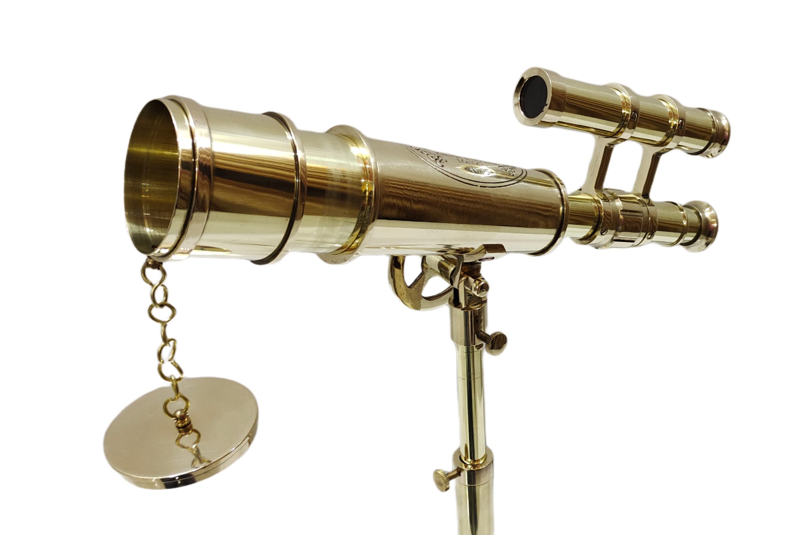 A Vintage Table Decorative Shiny Brass Tube Telescope with Antique Brass Tripod High Magnification Sailor Article