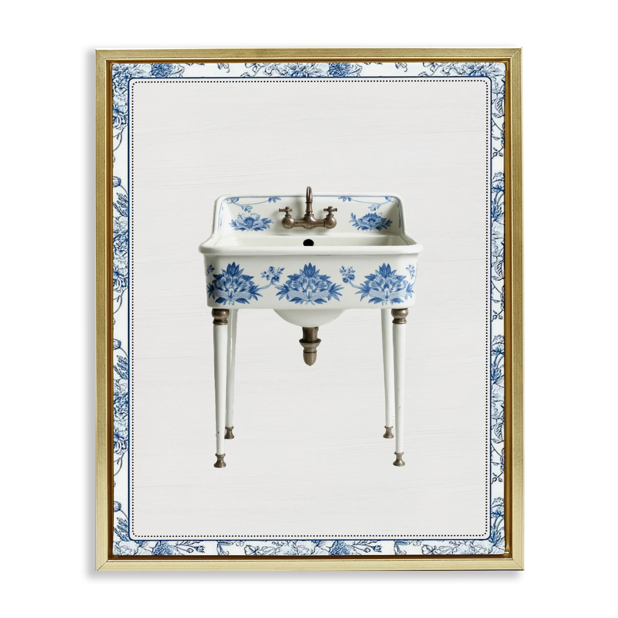 'Vintage Chinoiserie Sink'| Floating Frame Canvas Art