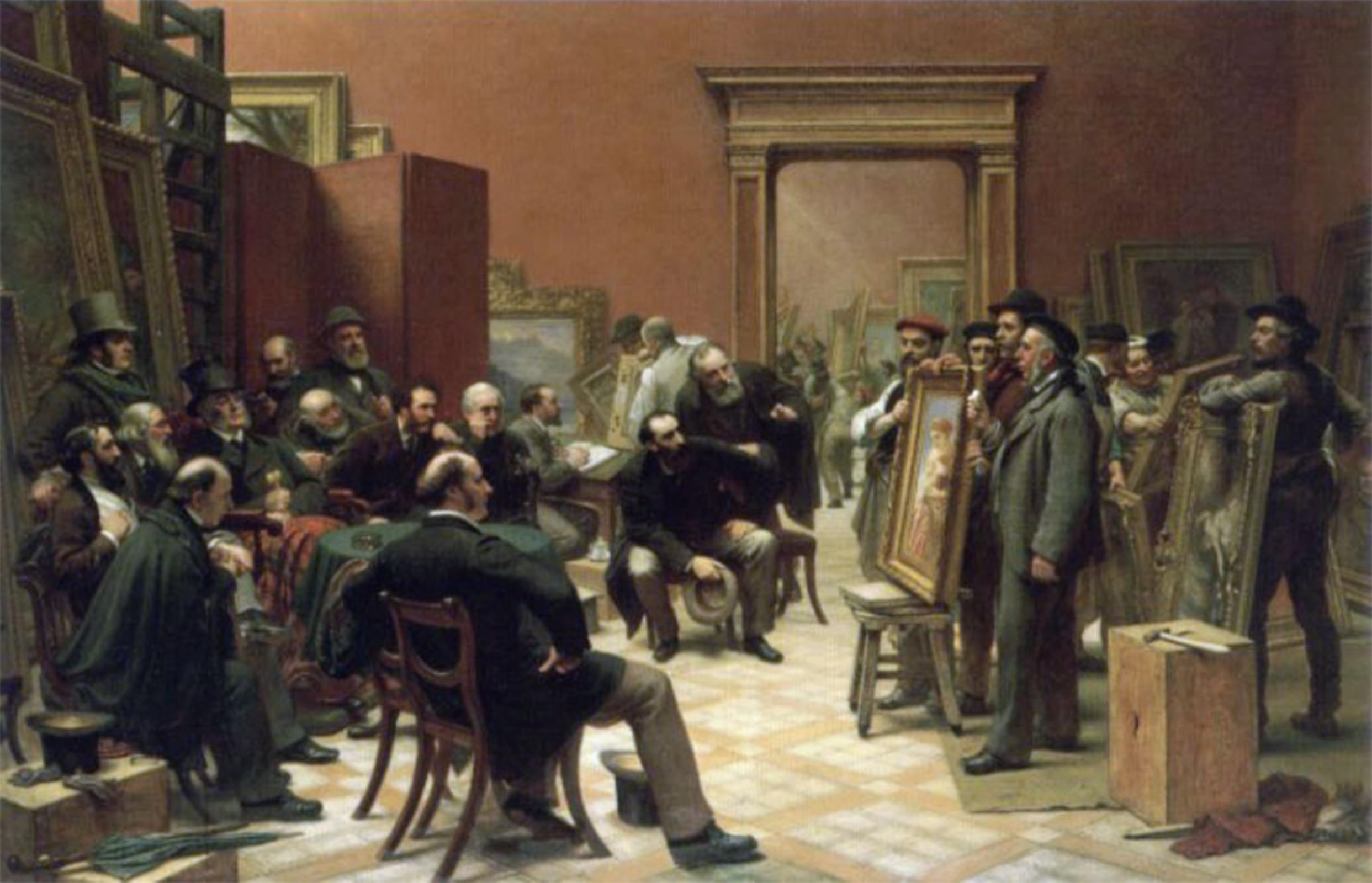 SERENDIPITP Vintage Picture Print on Canvas Wall Art Poster the Council of the Royal Academy Selecting Pictures for Exhibition by Charles West Cope Artwork Print Poster for Wall Decor 60x90cm