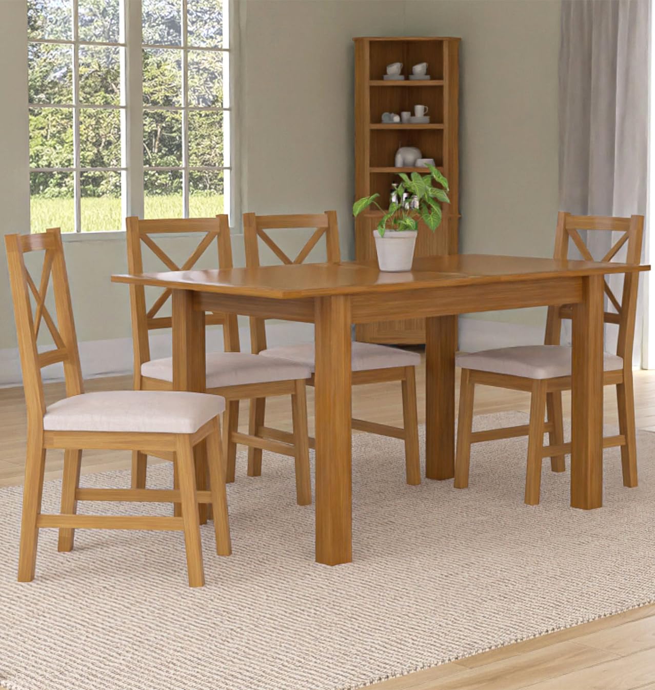 Hallowood Furniture Camberley Oak Butterfly Extendable Dining Table and