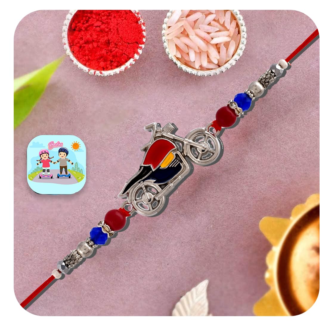 CraftVatika Rakhi with Magnet Gift Combo for Kids Brother Boy | Rakhi Kids Combo Set of 1 for Brother Bhaiya Sister Men Premium Designer Bullet Rakhis with Fridge Magnet for Fridge Decor