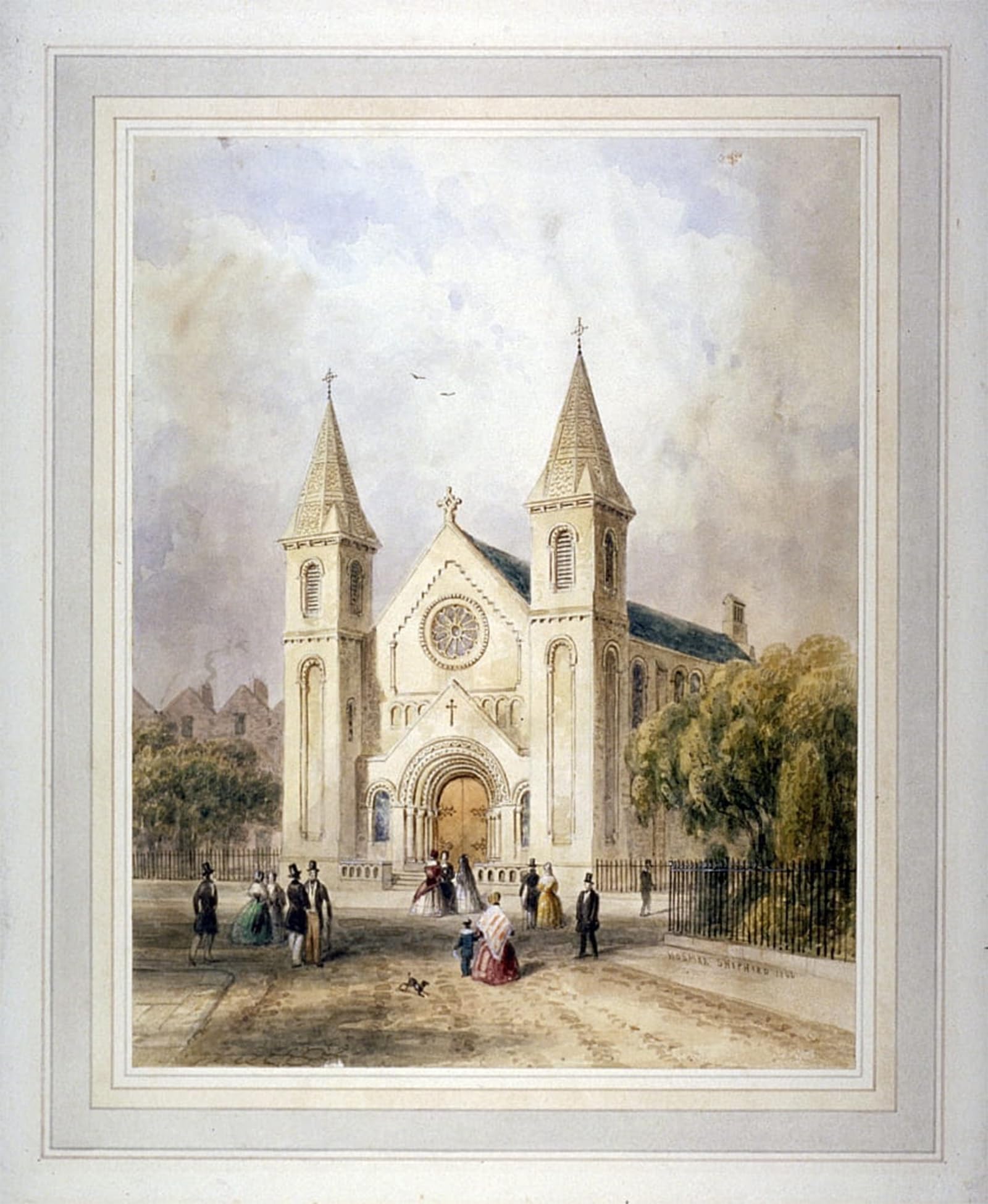 ARTXLXXBN Famous Prints Artwork Pictures Poster Painting Art View of an Religious Building in Regent Square St Pancras London by Hosmer Shepherd Artwork Landscape Pictures for Home Decor 60x90cm