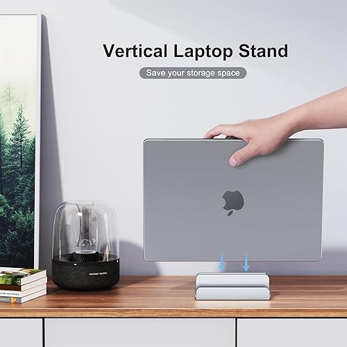 Miniatura 2 de Soporte vertical para laptop, soporte de aluminio para laptop, diseño ajustable 3 en 1, compatible con MacBook, MacBook ProAir, Dell, HP, Lenovo,