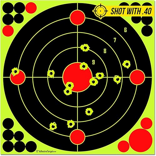Miniatura 6 de ATFLBOX Paquete de 25 objetivos de disparo de 12 pulgadas Bulleye Super Splatter Paper Target y objetivo adhesivo. Disparos en exteriores e
