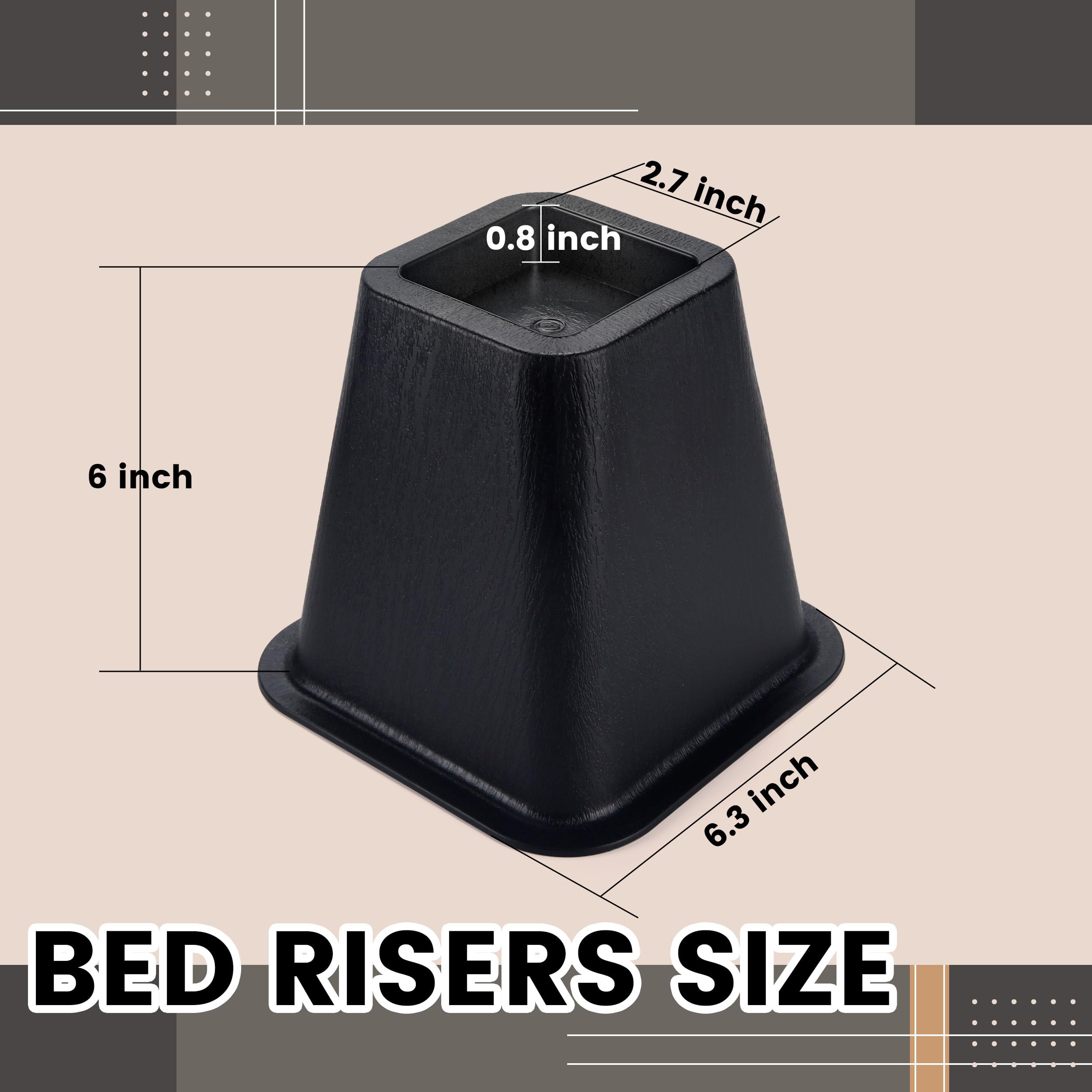 6 Risers Snapklik.com : Bed Risers 6 Inch Heavy Duty Furniture Lifts Risers For ...