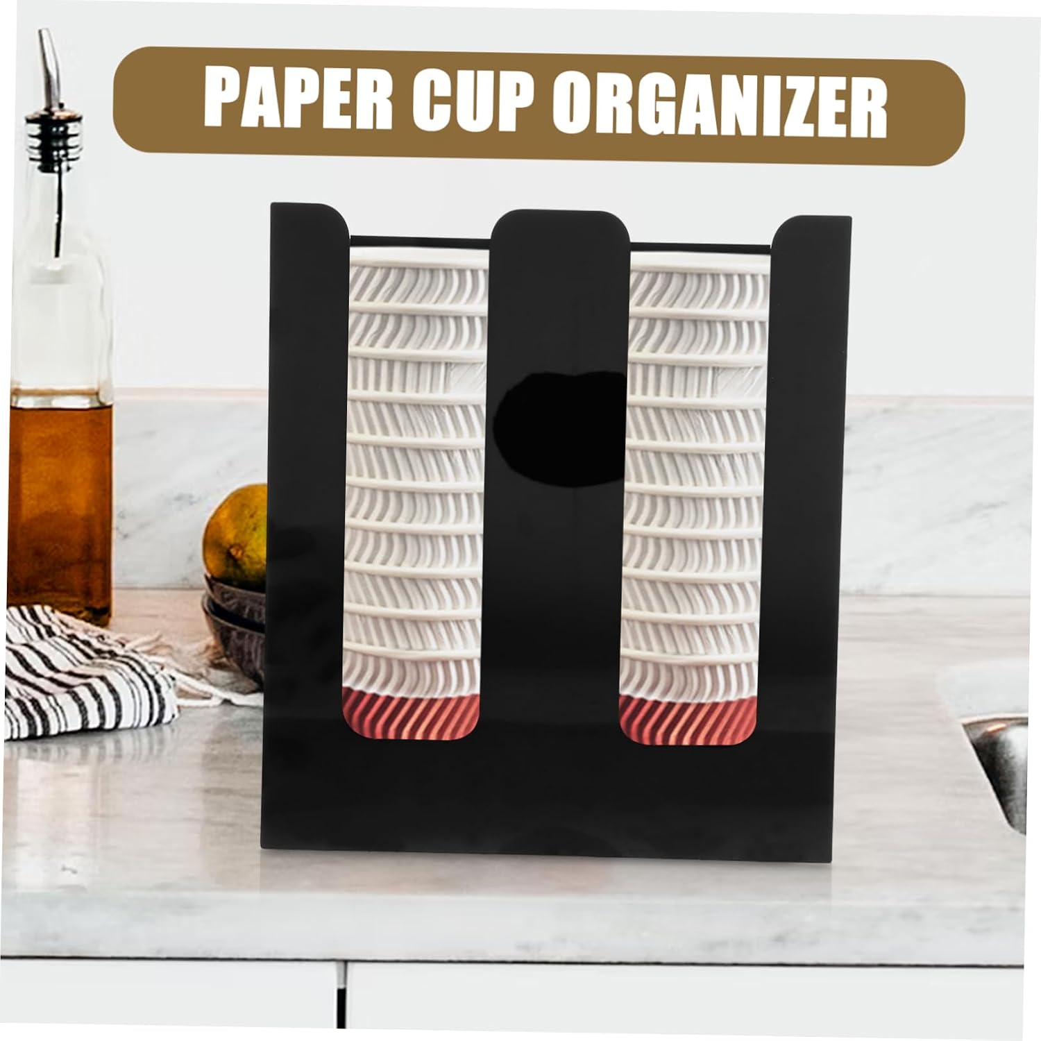 Wear-resistant Paper Cup Holder for Countertop with Smooth Rounded Edges Practical Disposable Cup and Lid Organizer for Home Office Coffee Shops and Restaurants