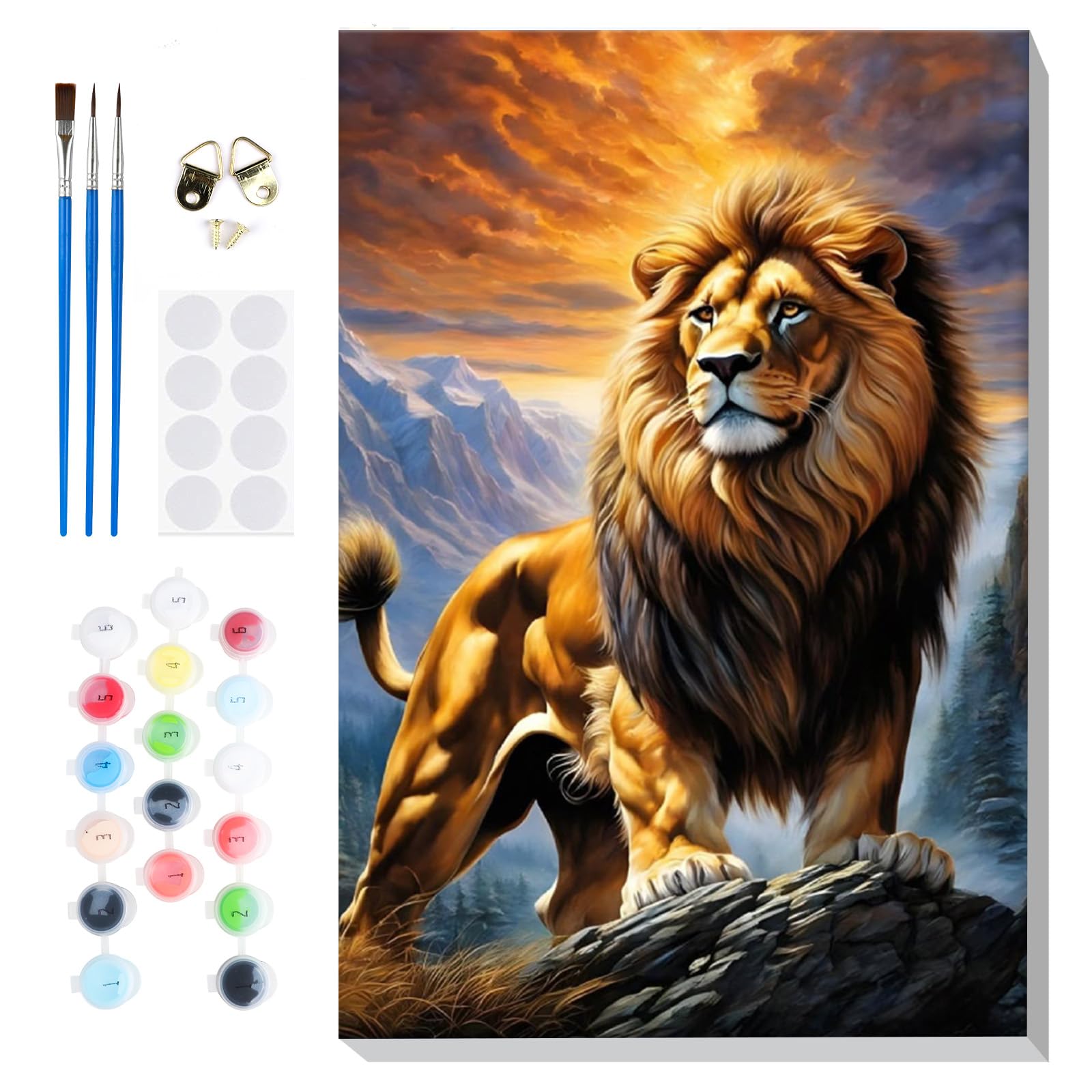 Fumupe Löwe Malen Nach Zahlen - DIY Set Für Erwachsene Mit Rahmen & Farben