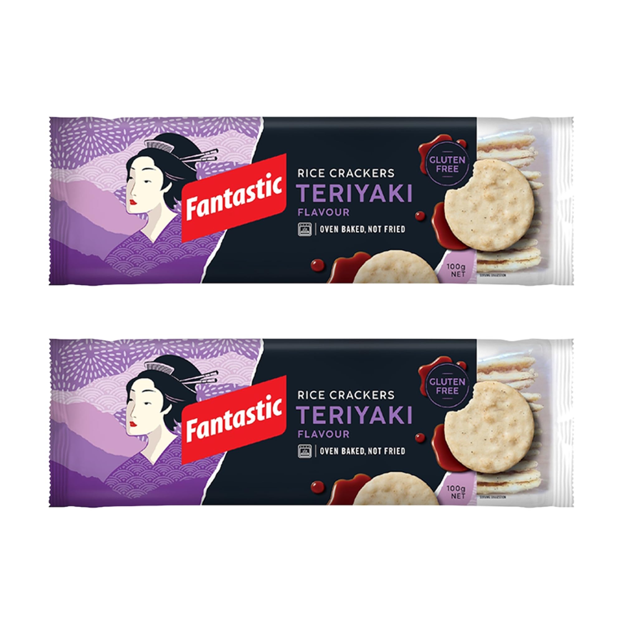 Fantastic Teriyaki Rice Crackers 100g | Oven-Baked, Vegan & Gluten-Free | Healthy Low-Calorie Snack | Made in Thailand