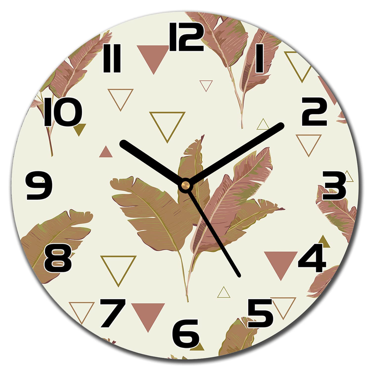 Horloge en verre murale 30 cm cuisine salon impression moderne Triangles Palms