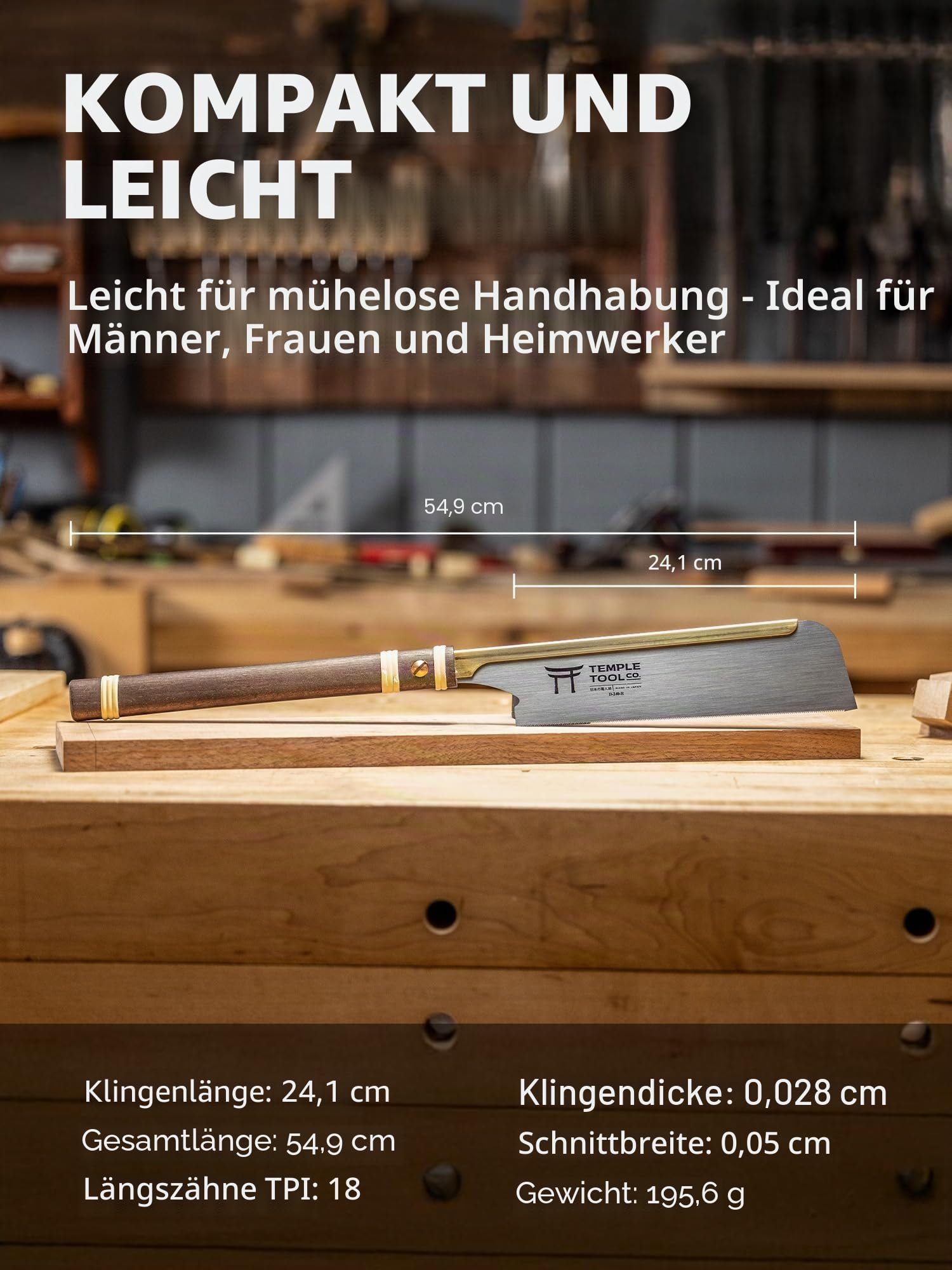 Japanische Schwalbenschwanzsäge 24,1 cm Längsschnitt