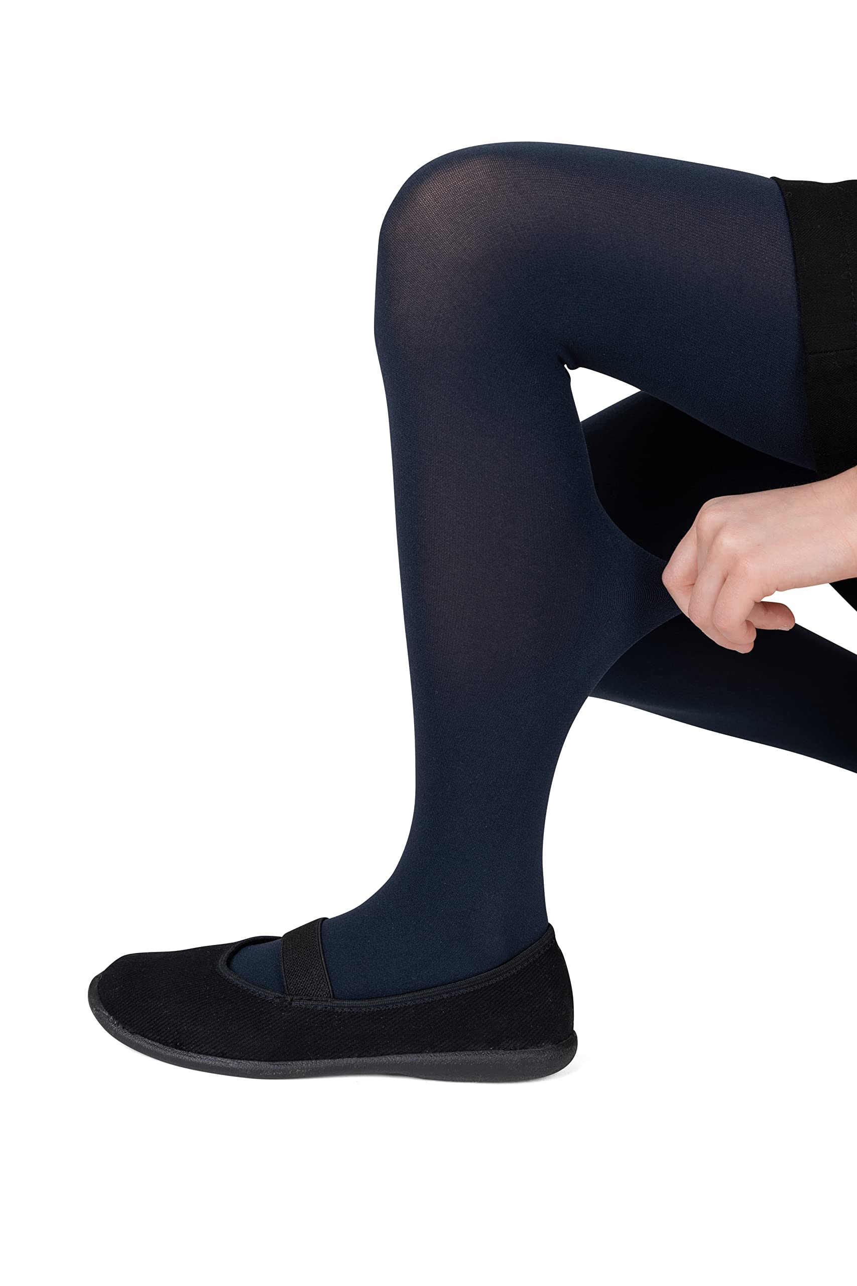 NOQ Dziewczęce grube rajstopy Corina Plain 120 DEN legginsy do pokoju dziecięcego, baletu, klasa tańca, nieprzejrzyste, czarne, granatowe, białe, różowe