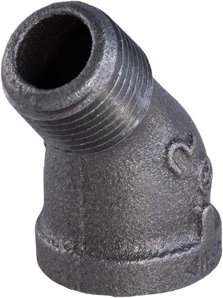 CNTG0034 3/4 45 Degree Street Malleable Iron Fitting for High Pressures with Black Finish, 0.75 Inch