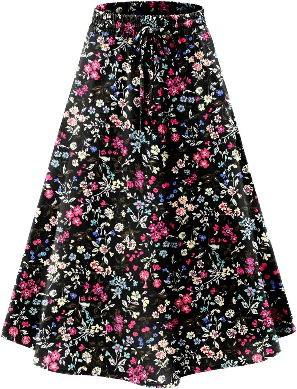 Angerella Womens Skirt Midi High Waist A-Line Casual Floral Print Trendy Bohemia Work Elegant with Pockets - Image 4