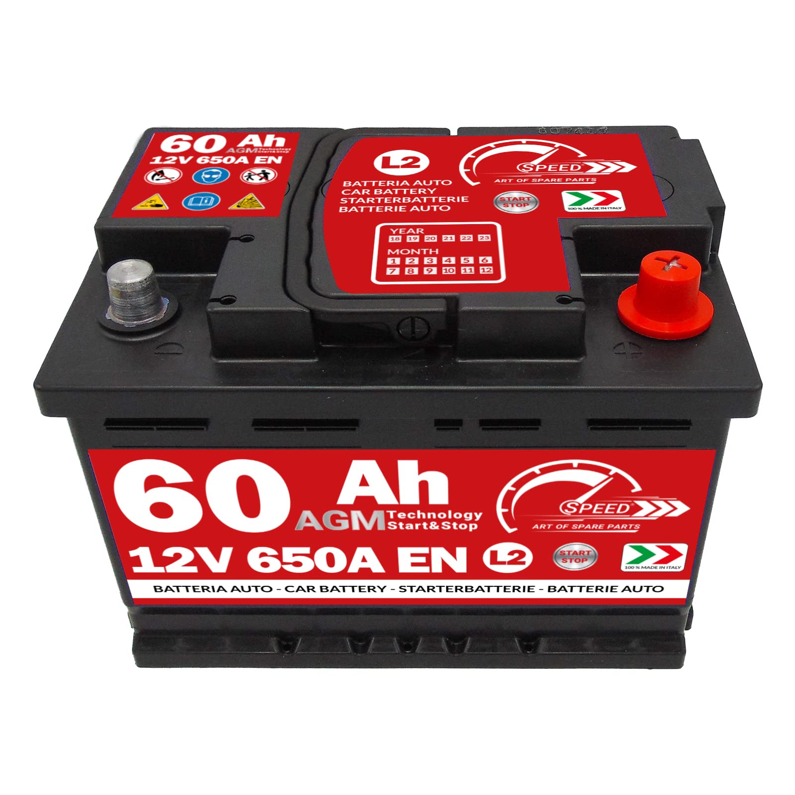 Batteria Auto Speed L2 60Ah AGM 650A 12v START&STOP