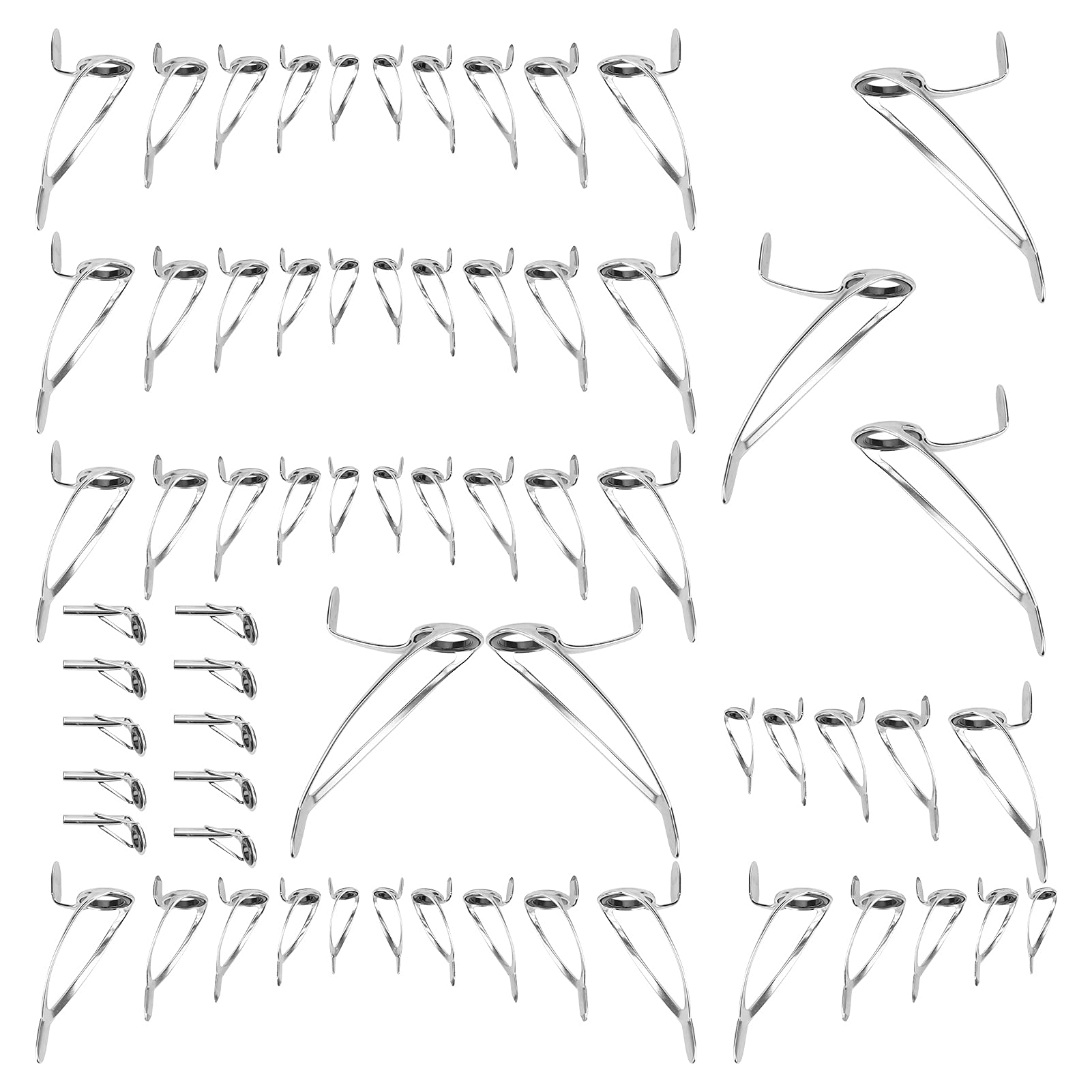 Zestaw pierścienia podwójnej stóp Wysokie Węglone Stalowa ceramiczna wędkarska linia Linia Linia gładka trwałe pętla akcesoria do łowienia słonej wody słodkowodnej 65 sztuk Różne