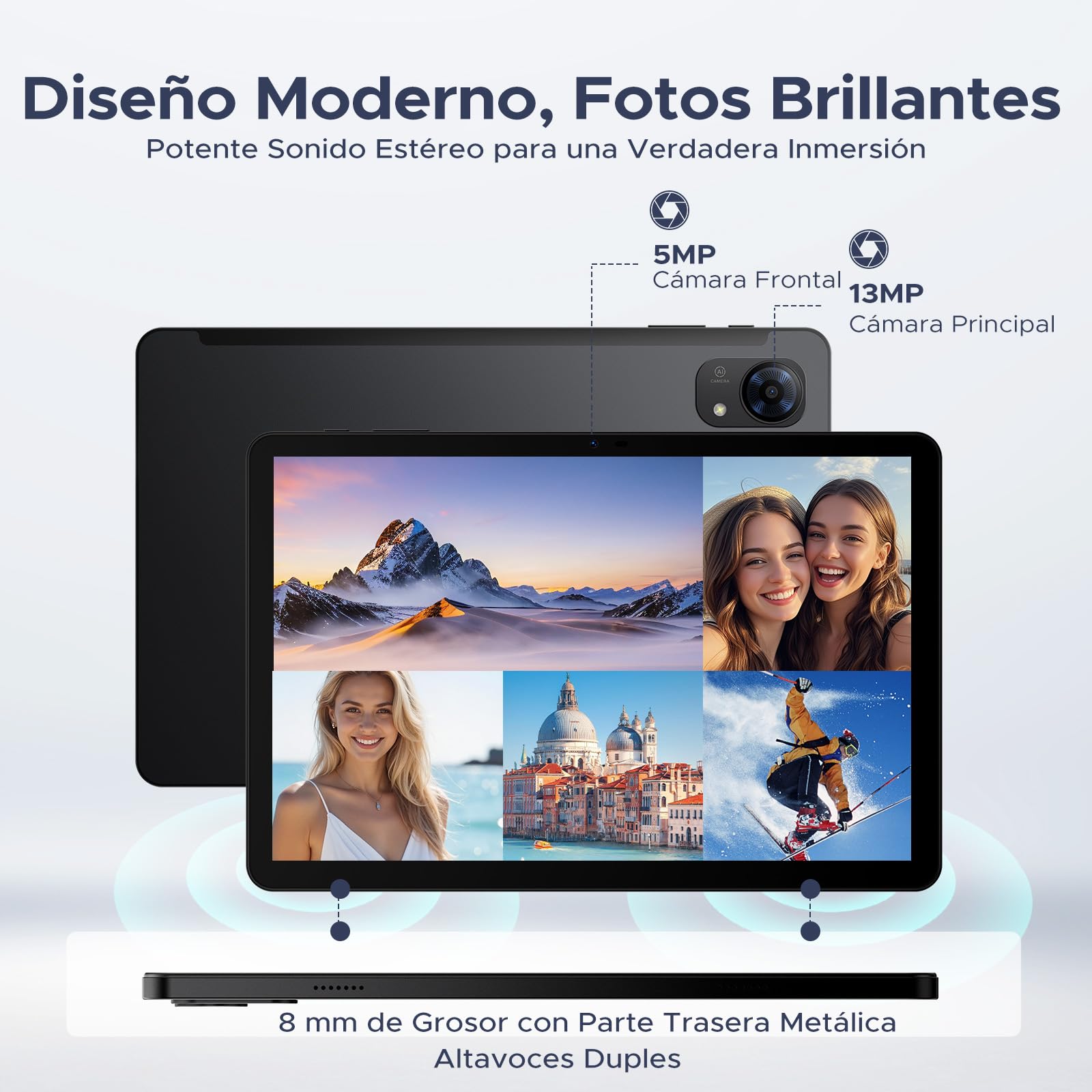 P10 Pro Tablet Android 16, Tablet 10 Pulgadas with Gemini AI, 48GB RAM+128GB ROM/2TB, Octa-Core T7250, 120Hz, 8800mAh, 13MP+5MP, Face ID, GPS, 5G WiFi, OTG, Tablet con Teclado y Lapiz, Negro