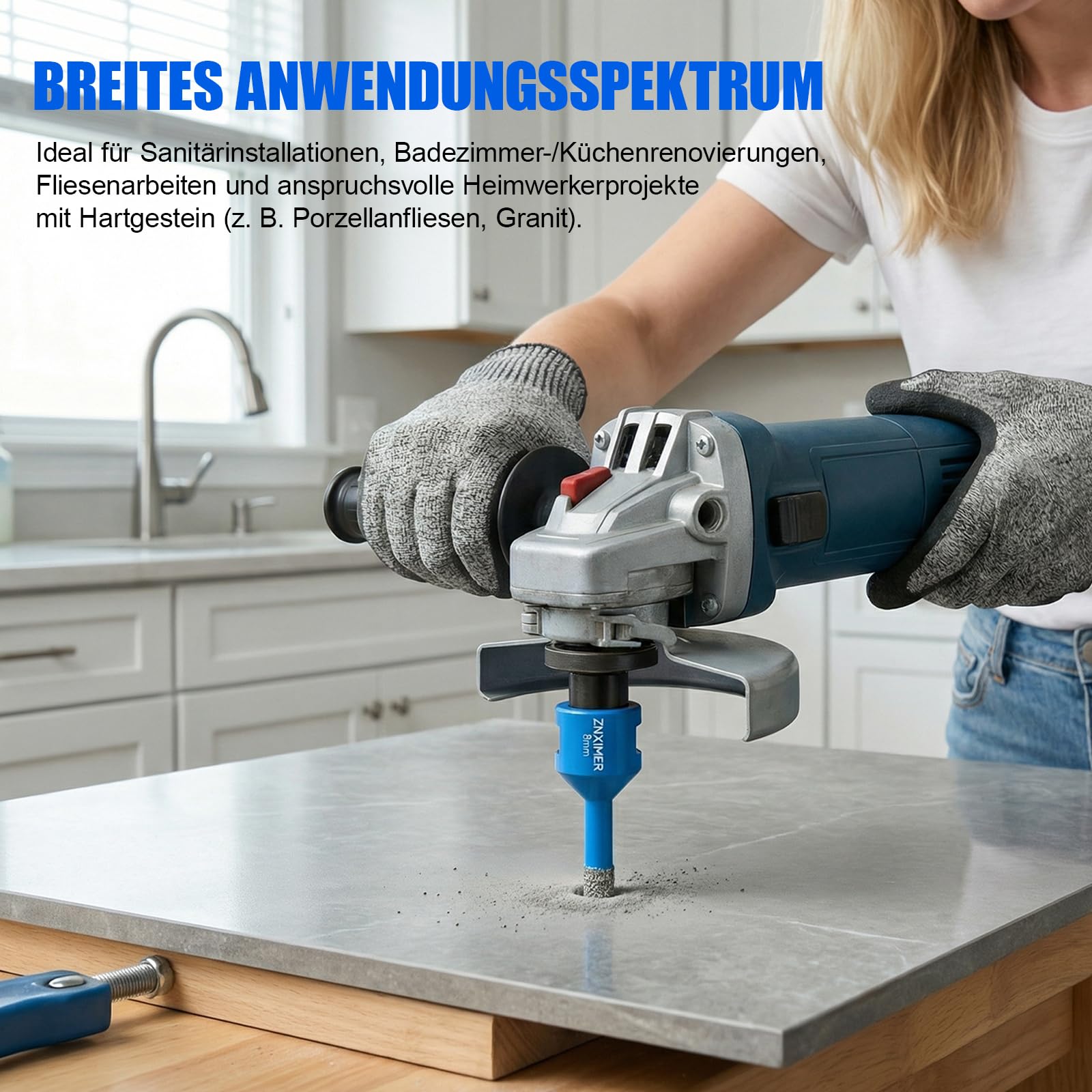 Diamant Fliesenbohrer 10mm - 5 Stück M14 Diamantbohrer Lochsäge für Fliesen Porzellan Keramik Marmor Granit Bohrungen, für Winkelschleifer