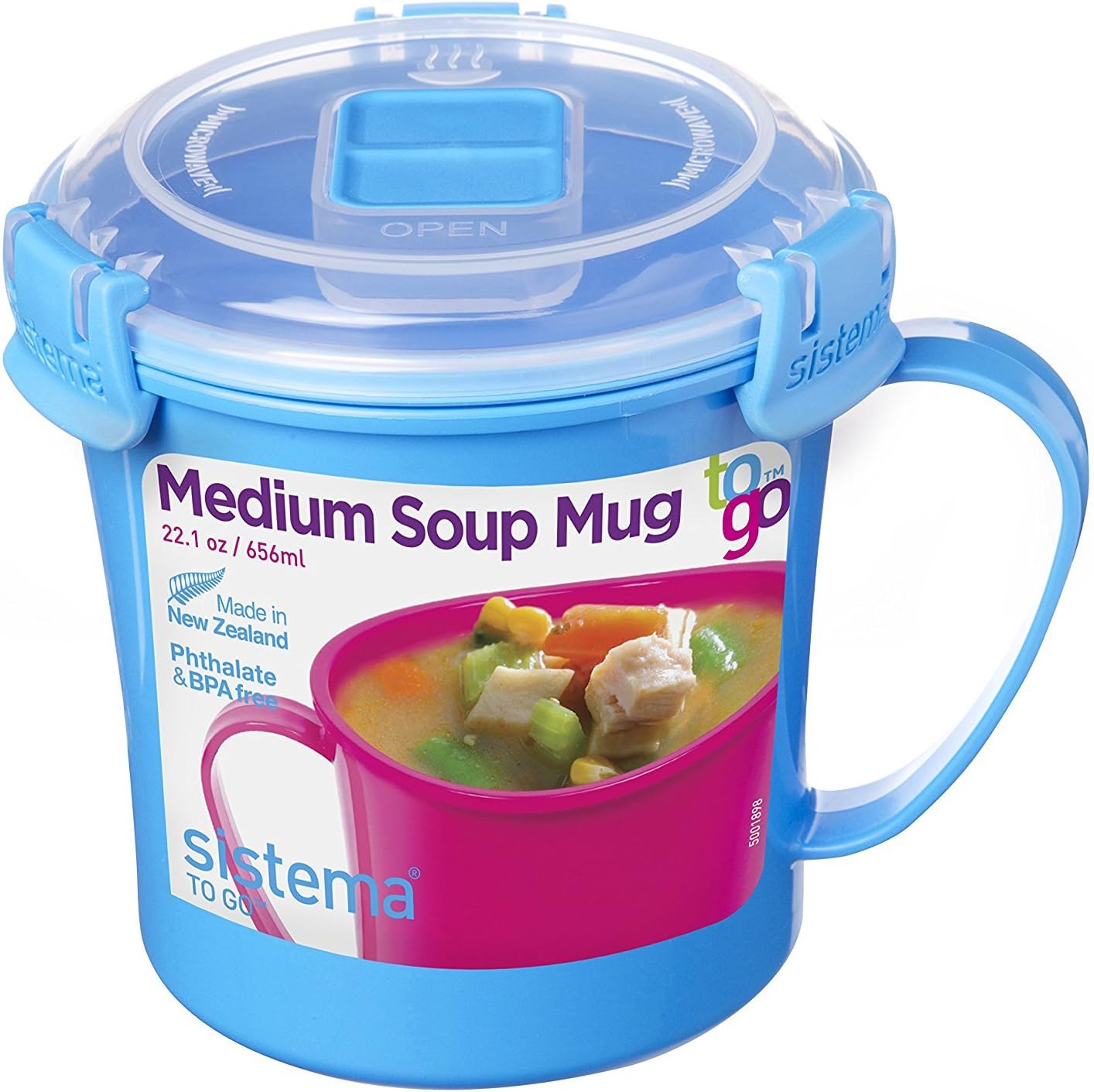 Sistema To Go Collection Microwave Soup Mug, 22 oz, Blue(2pk)2