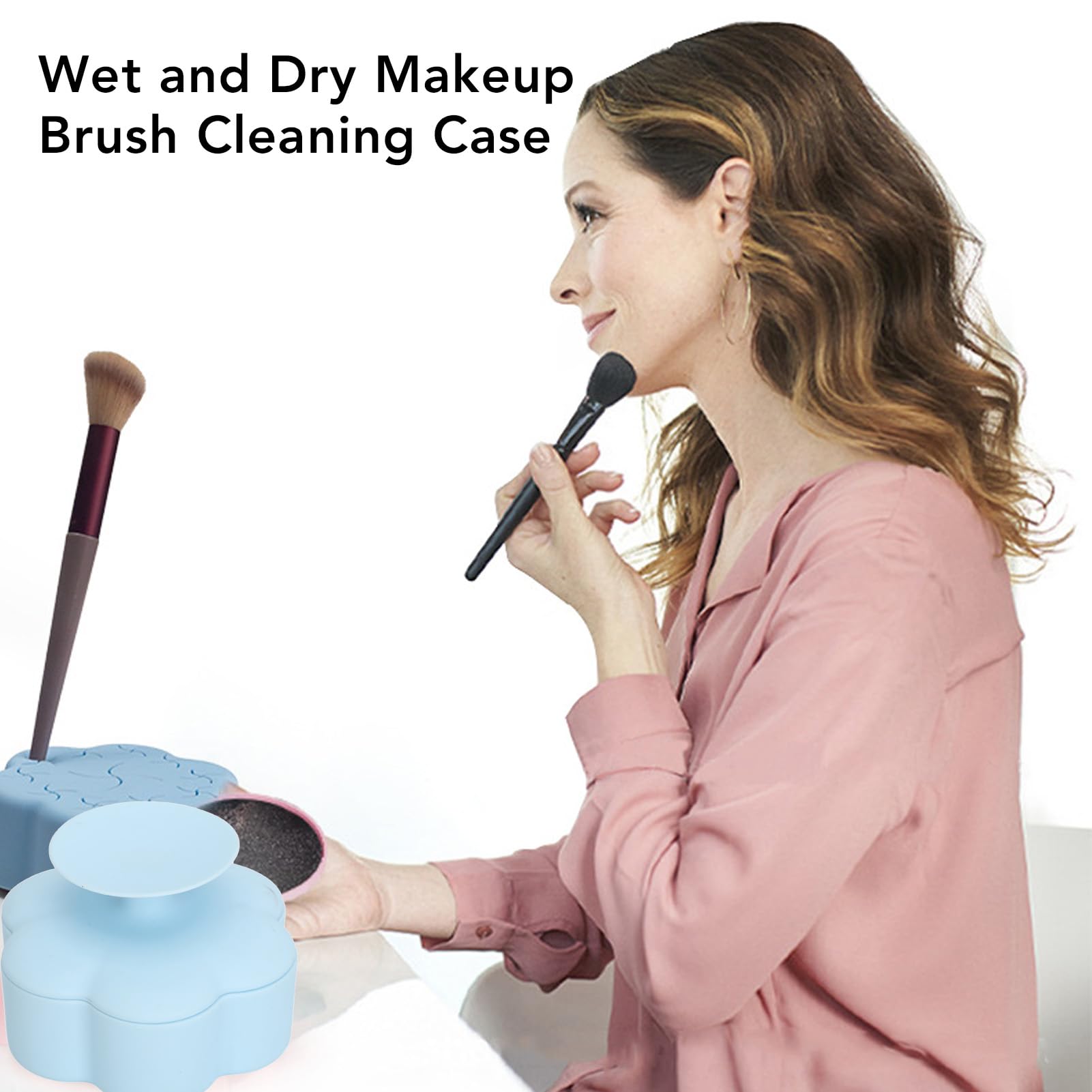Makeup Brush Cleaner Mat, Cosmetic Brush Cleaning Pad, 2 Pcs Flower Shaped Silicone Cleaner Pad, Color Removal Sponge, for Dry Brush Color Switch and Wet Cleaning