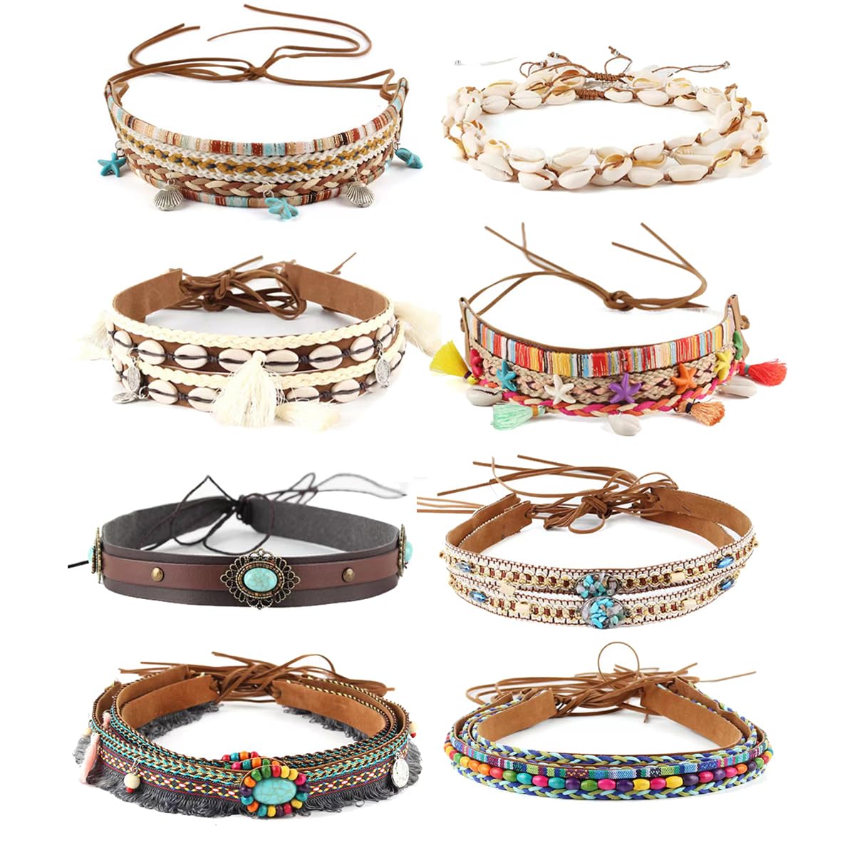 8 Pcs Cowboy Hat Bands Ethnic Western Hat Belts Rural Cowgirl Turquoise Hatbands Beaded Cowboy Hat