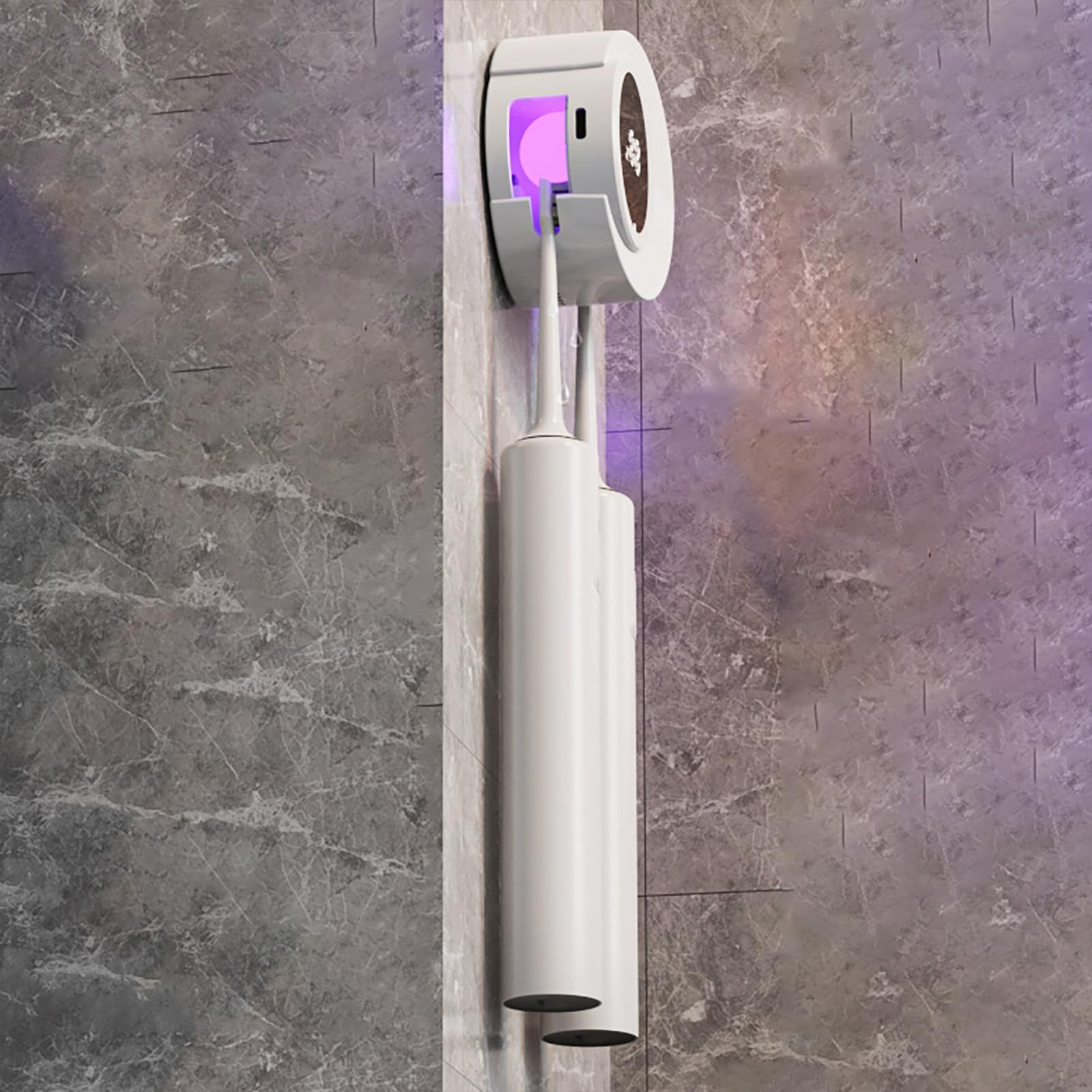 Igienizzanti e supporto per spazzolino da denti con luce UV, senza foratura, da bagno per viaggi, uomini e donne