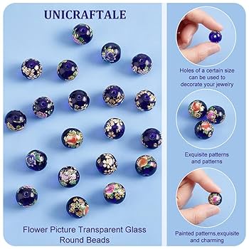 Amazon.co.jp: UNICRAFTALE 約20個 ガラスビーズ グラスビーズ