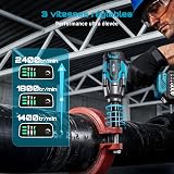 Seesii 1200 N·m Clé à Chocs Sans Fil Brushless, 1/2 pouce Boulonneuse a Choc Electrique avec 2x4.0Ah Batterie, Chargeur Rapide, Visseuse à Choc avec 5 Douilles pour la Voiture et la Maison - 5