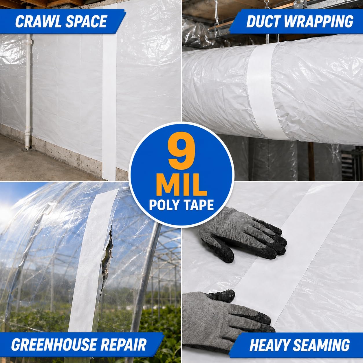 Paquete de 3 cintas de barrera de vapor blanca de 4 pulgadas x 180 pies: impermeable, a prueba de humedad y solución de sellado