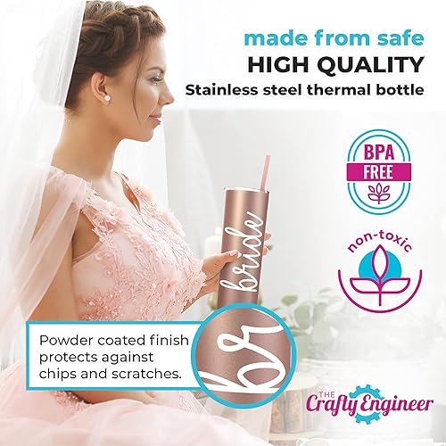 Miniatura 5 de Vaso de novia con pajita (oro rosa)