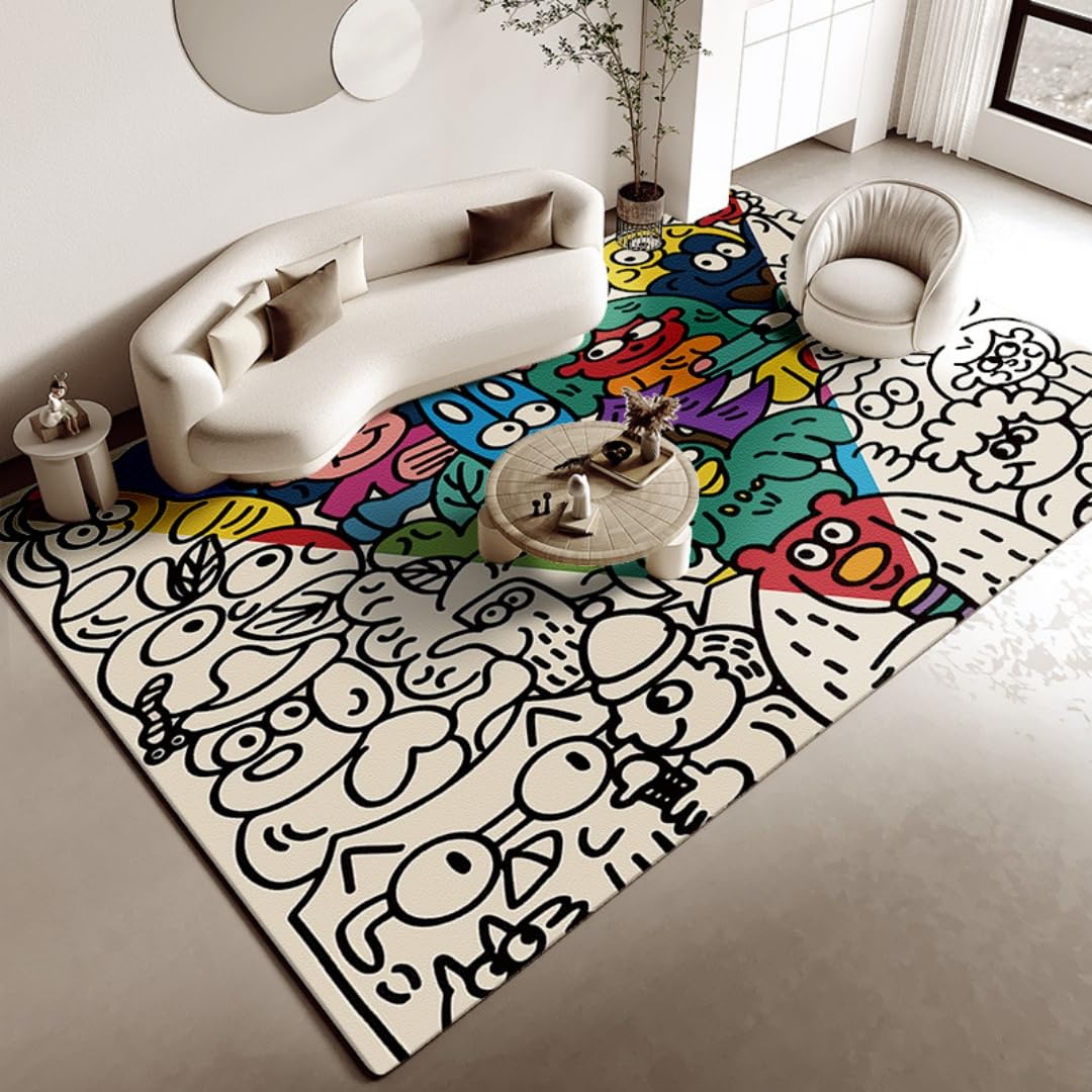 Tapis antidérapant lavable style moderne abstrait 100x200 cm Couleur-2