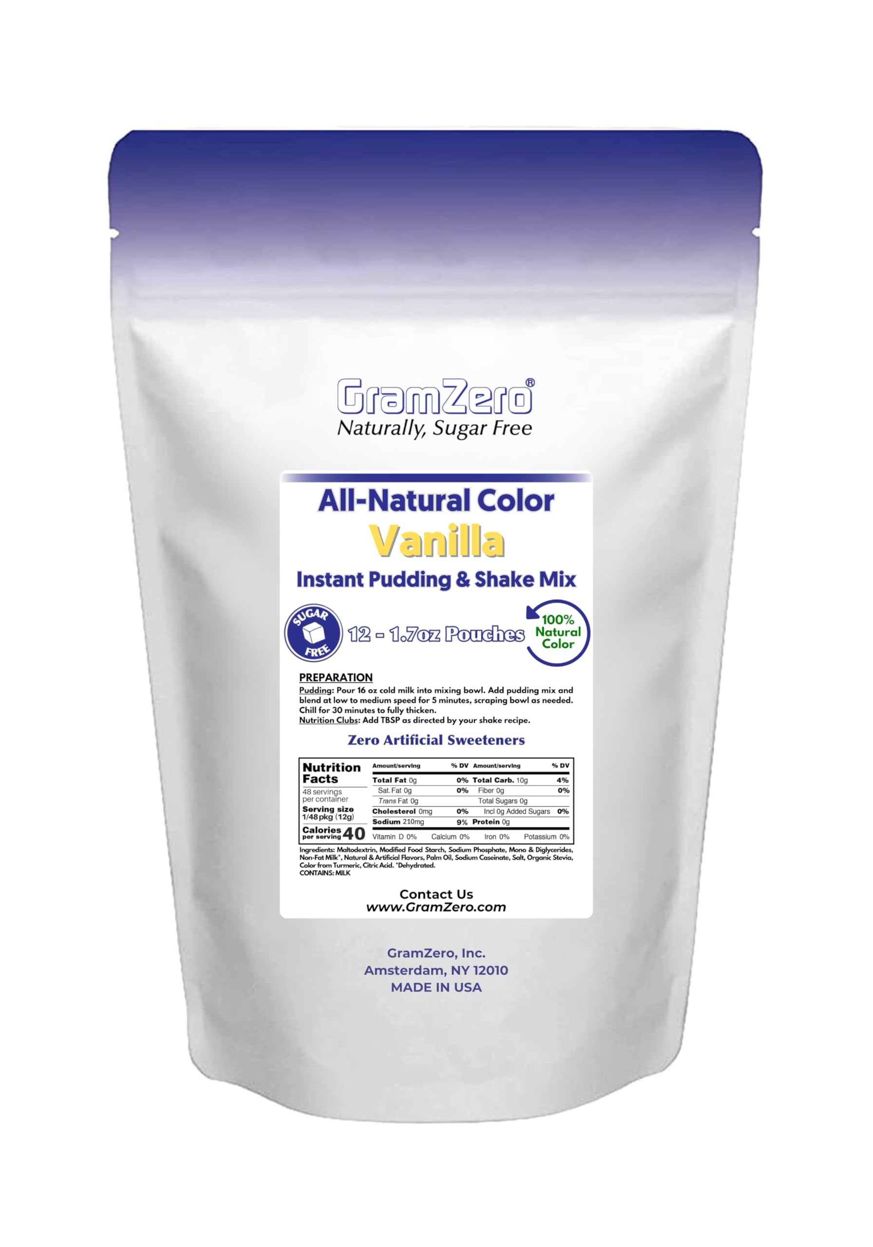 Amazon.com : GramZero Natural Color VANILLA Sugar Free Pudding Mix